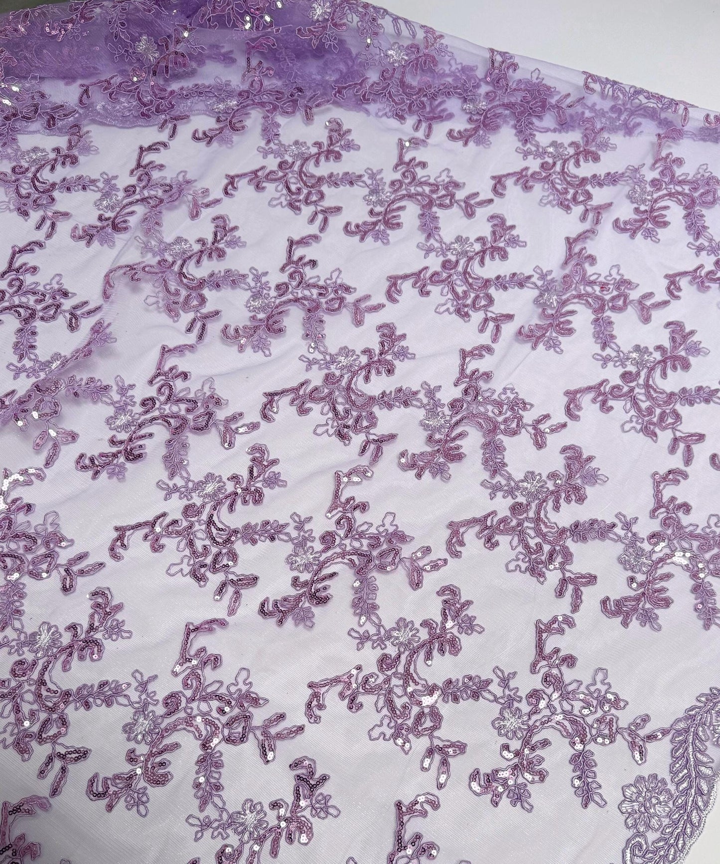 Lavender Sequin Lace Fabric