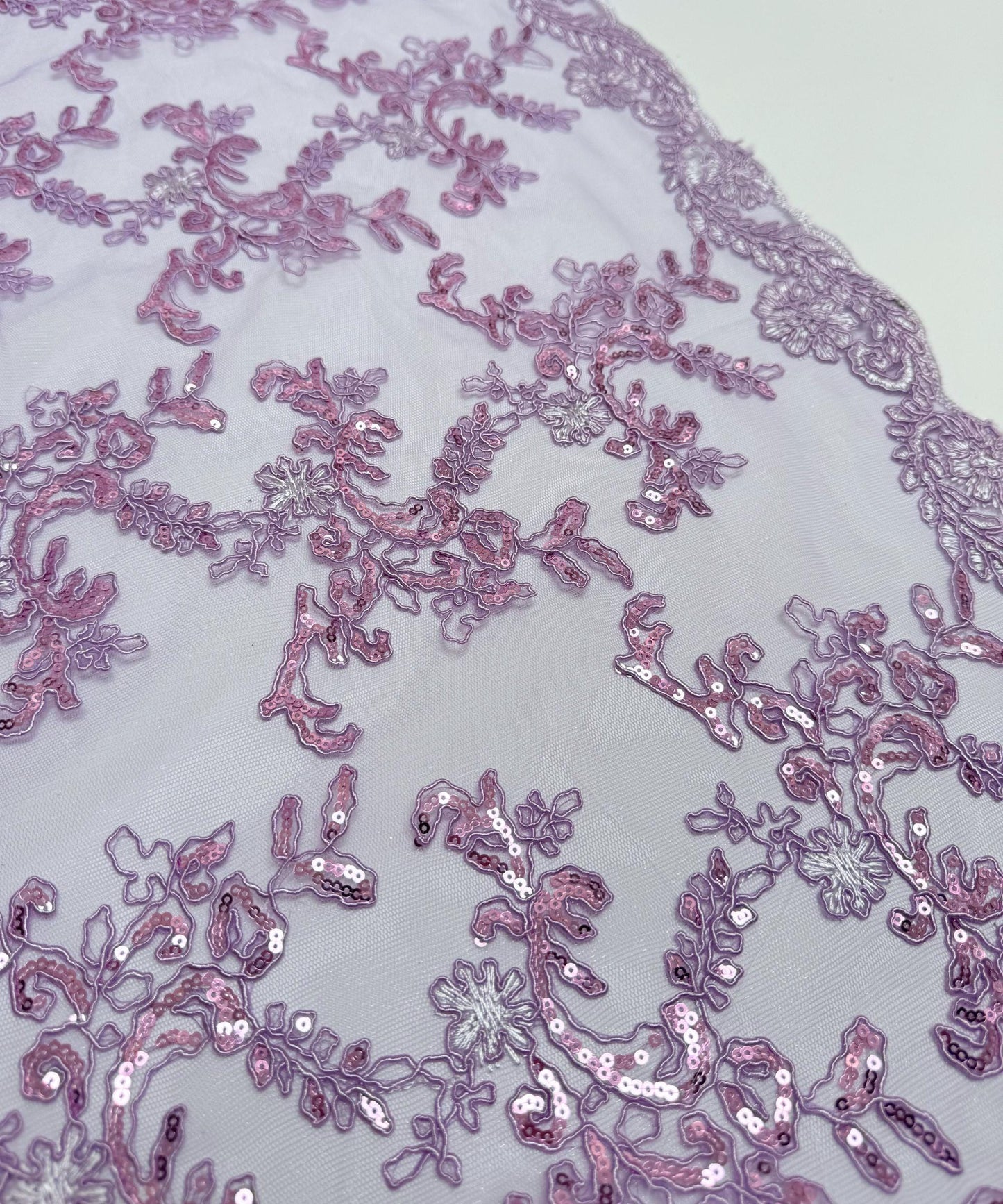 Lavender Sequin Lace Fabric