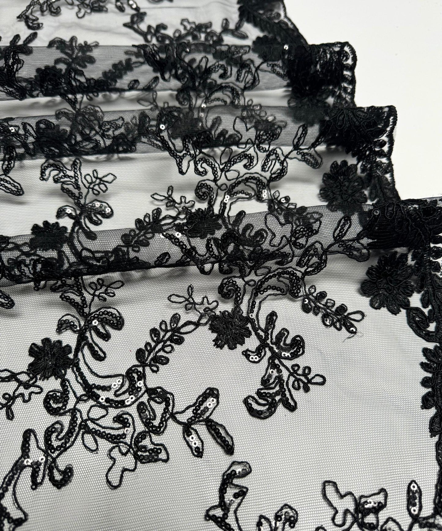 Black Sequin Lace Fabric