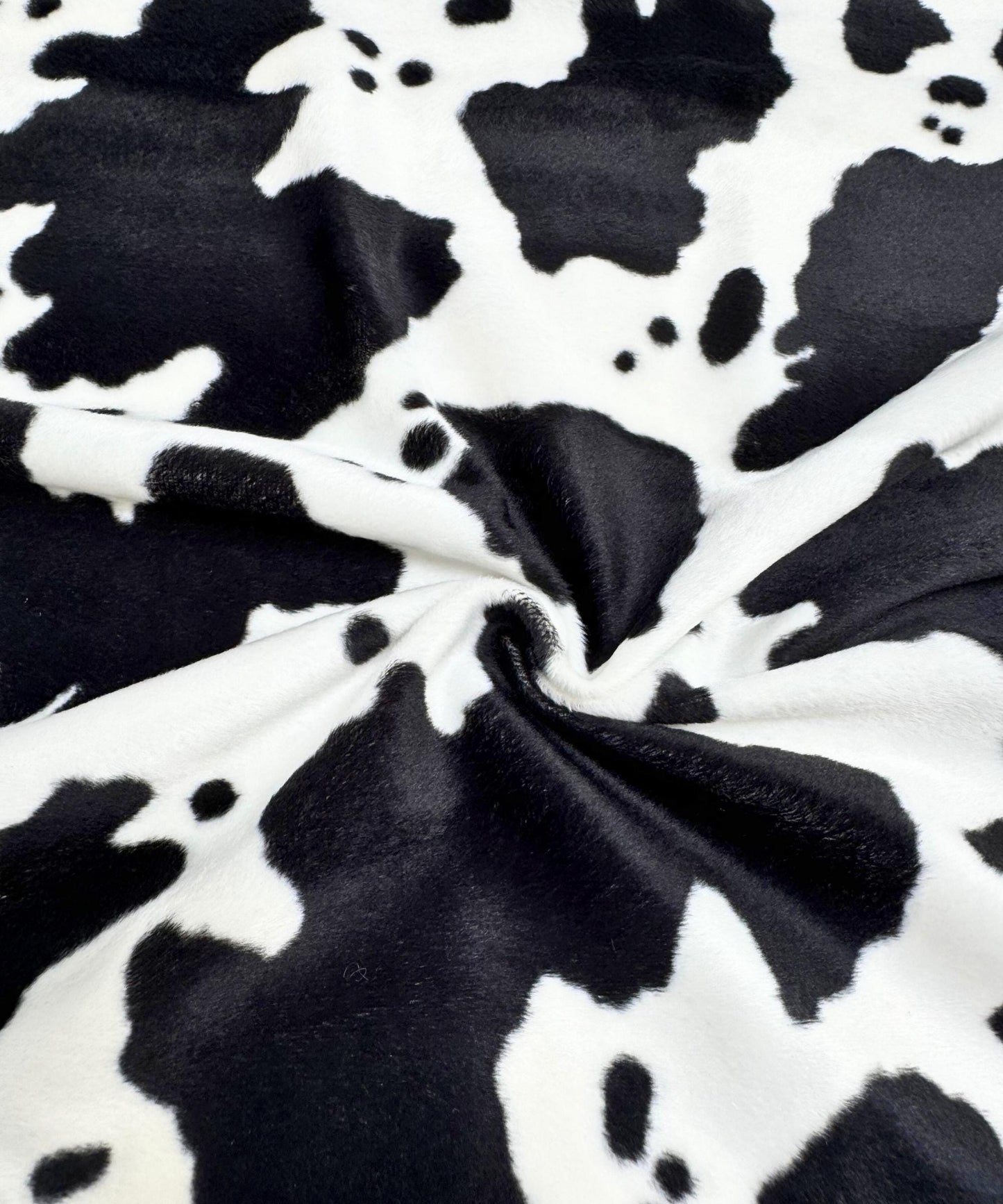 Black and White Cow Velboa Faux Fur