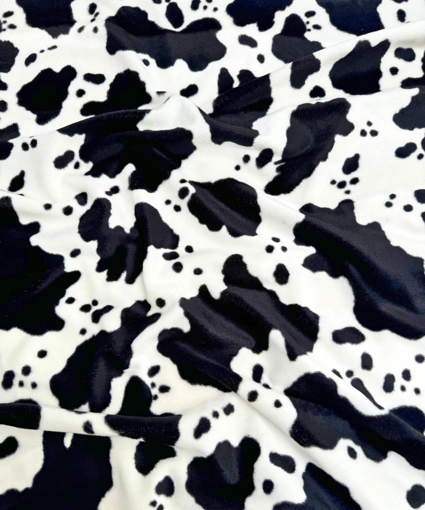 Black and White Cow Velboa Faux Fur