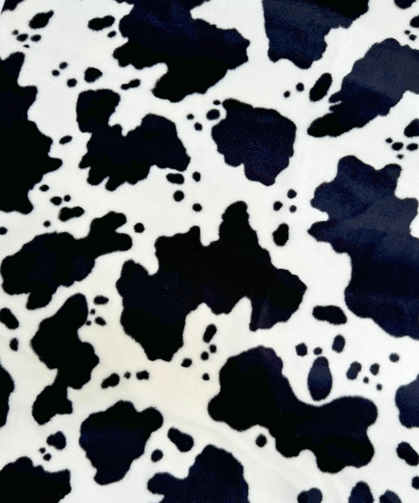 Black and White Cow Velboa Faux Fur