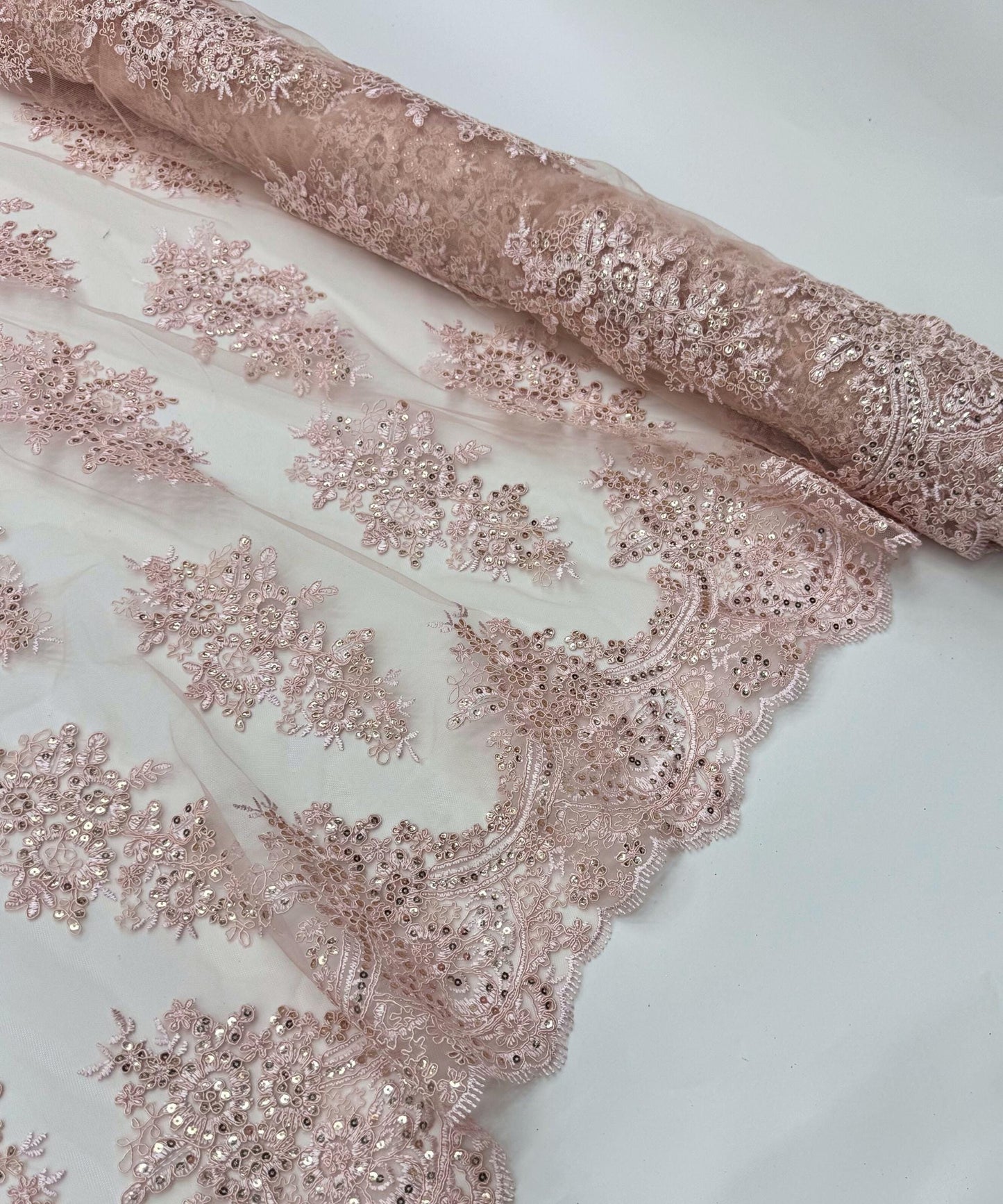Blush Embroidered Floral Bridal Lace