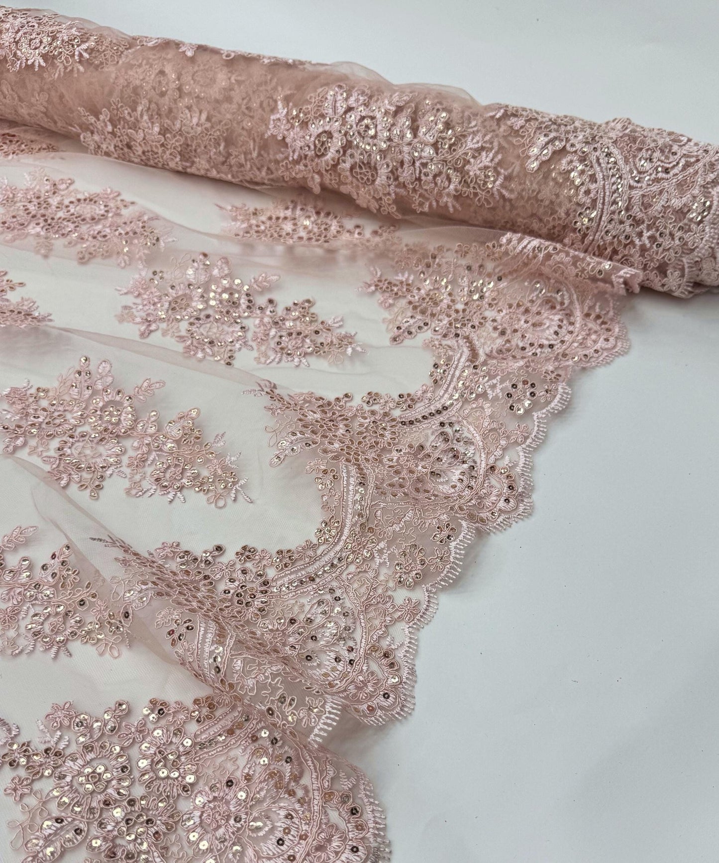 Blush Embroidered Floral Bridal Lace