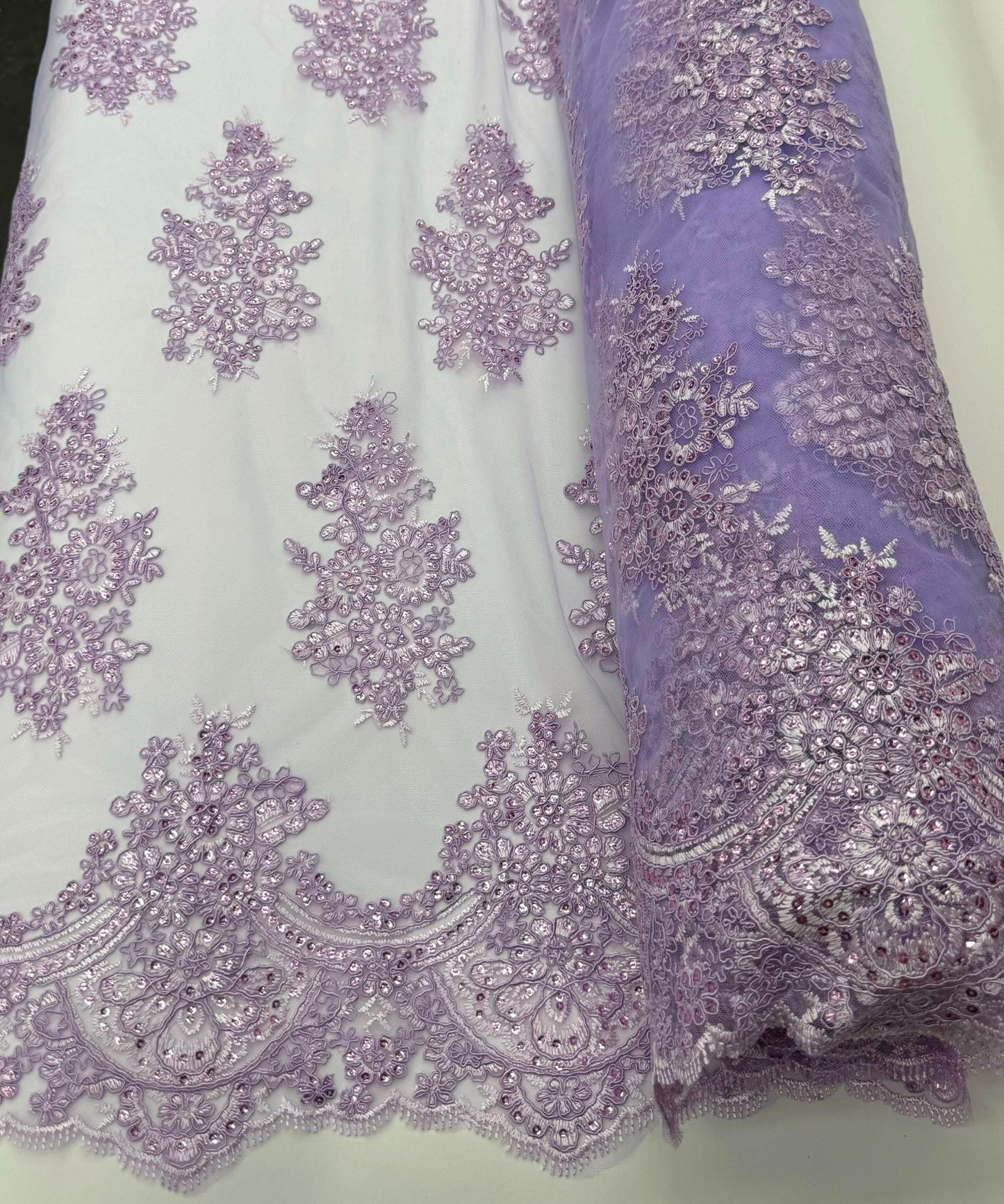 Lilac Embroidered Floral Bridal Lace