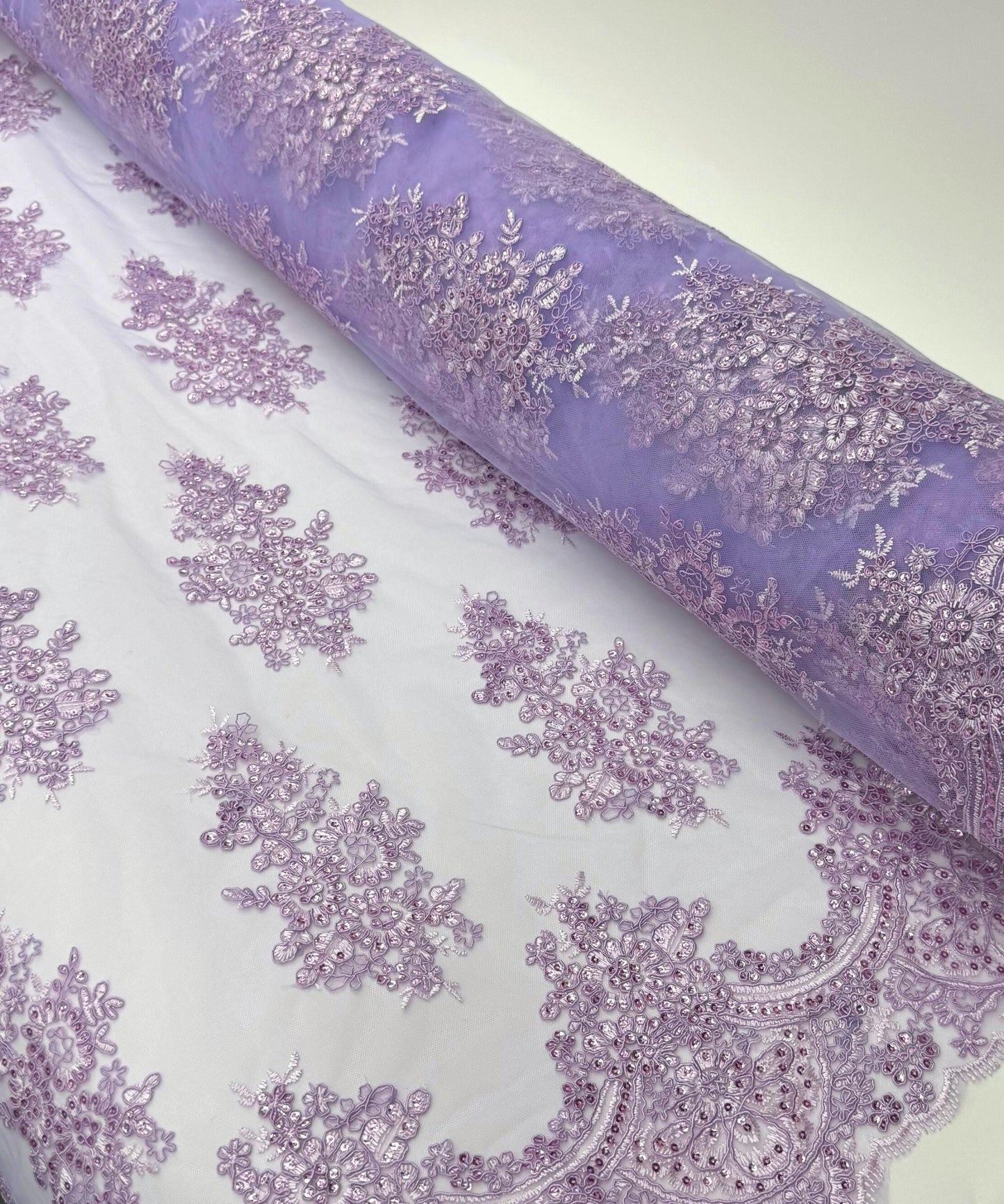 Lilac Embroidered Floral Bridal Lace