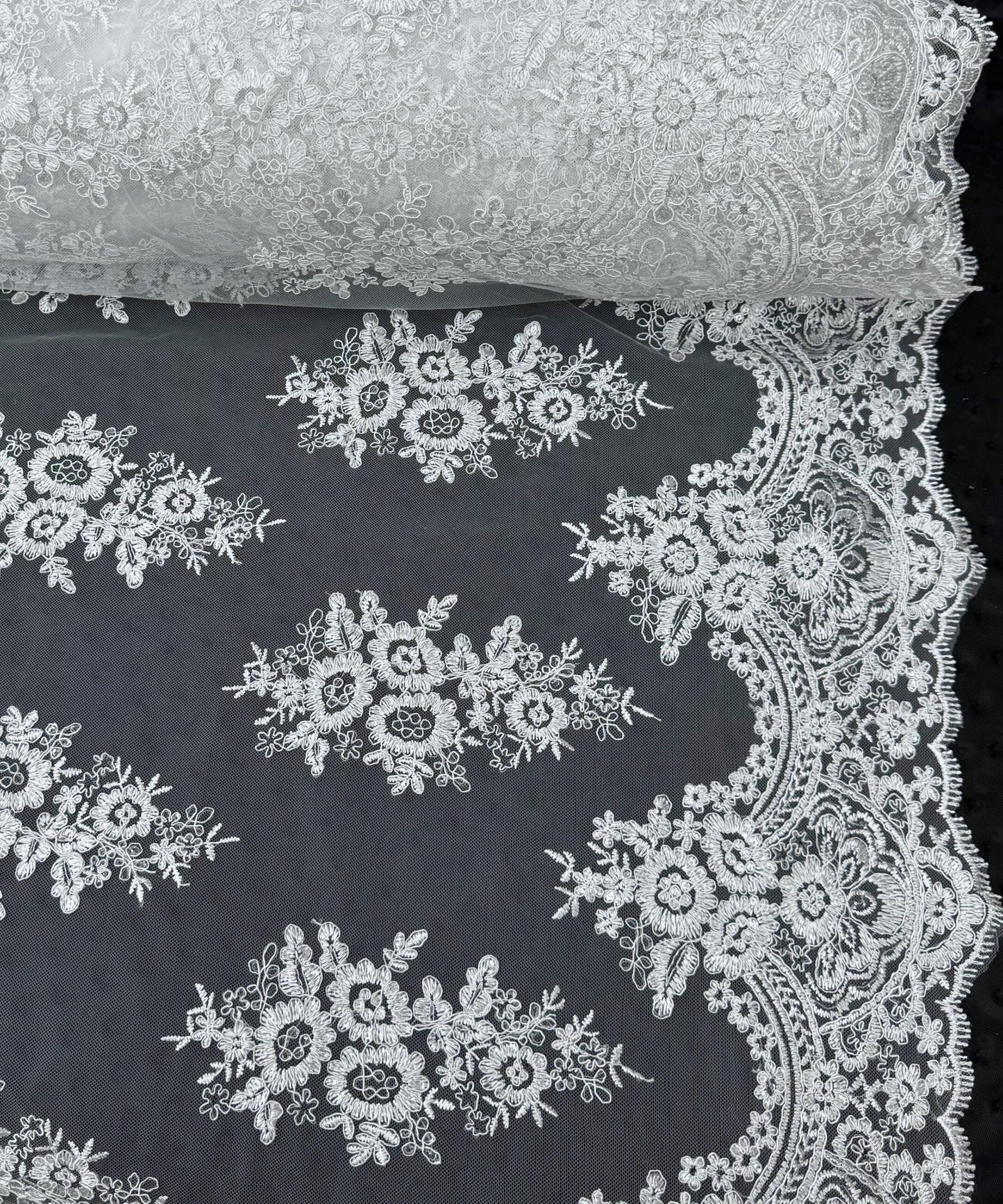 White Embroidered Floral Bridal Lace