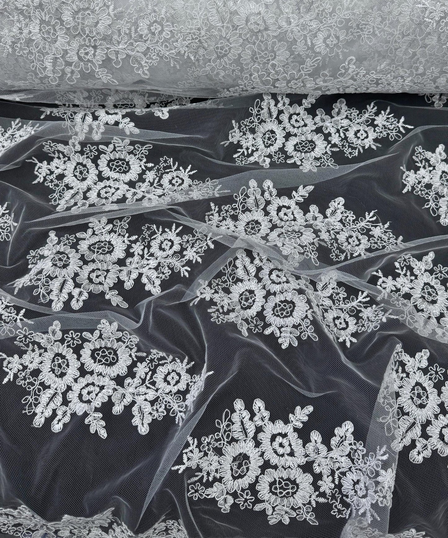 White Embroidered Floral Bridal Lace