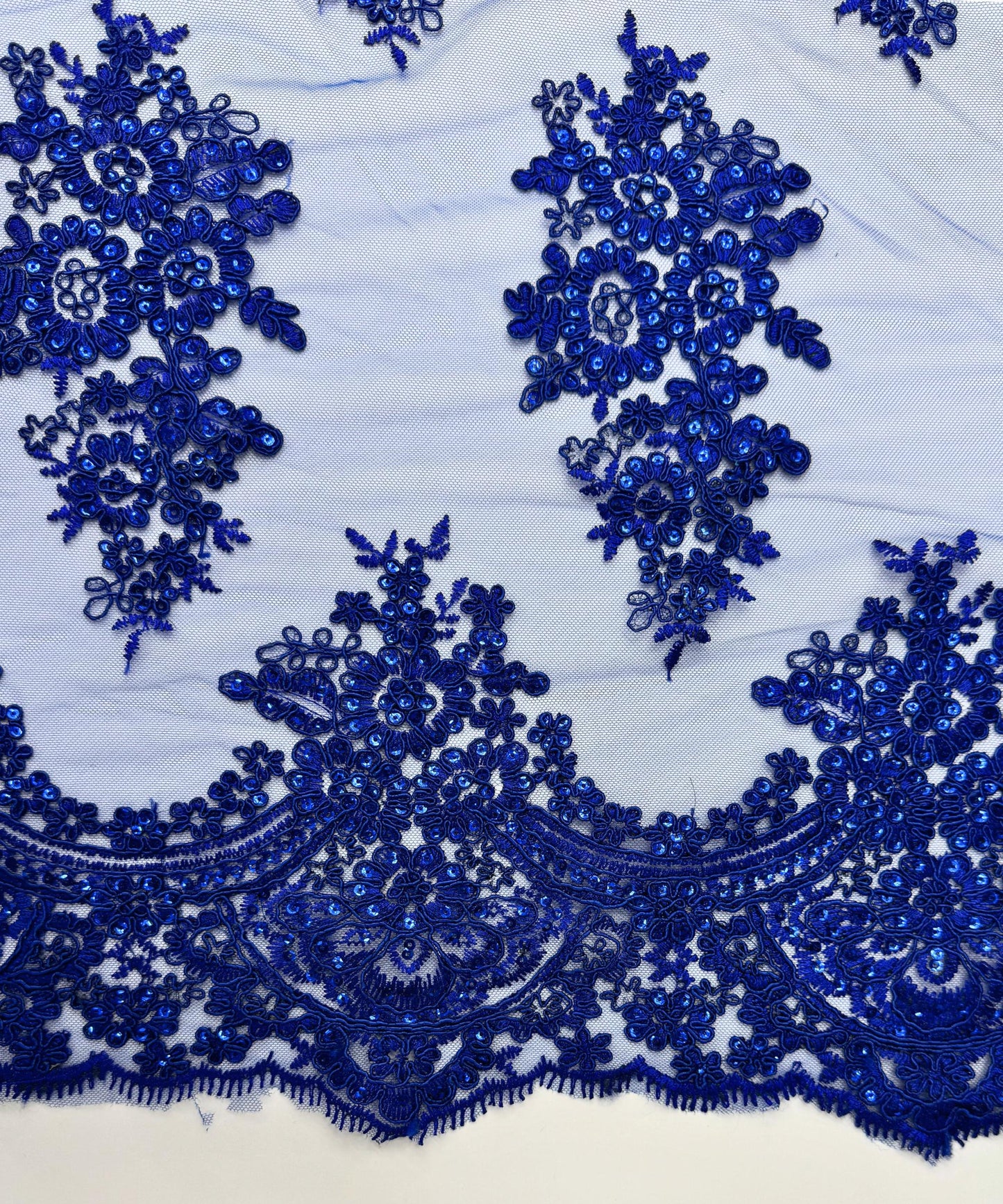 Royal Blue Embroidered Floral Bridal Lace