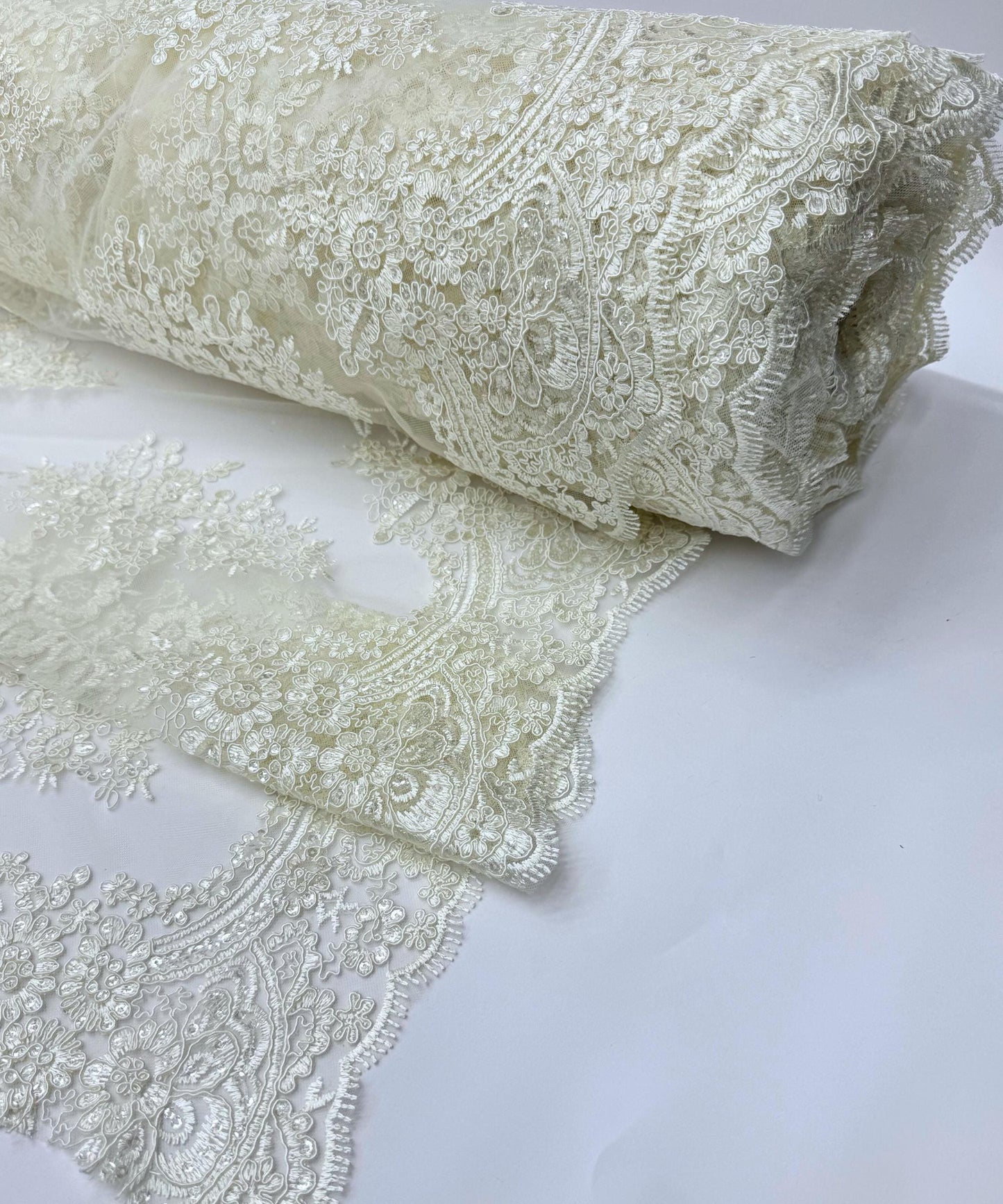 Ivory Embroidered Floral Bridal Lace