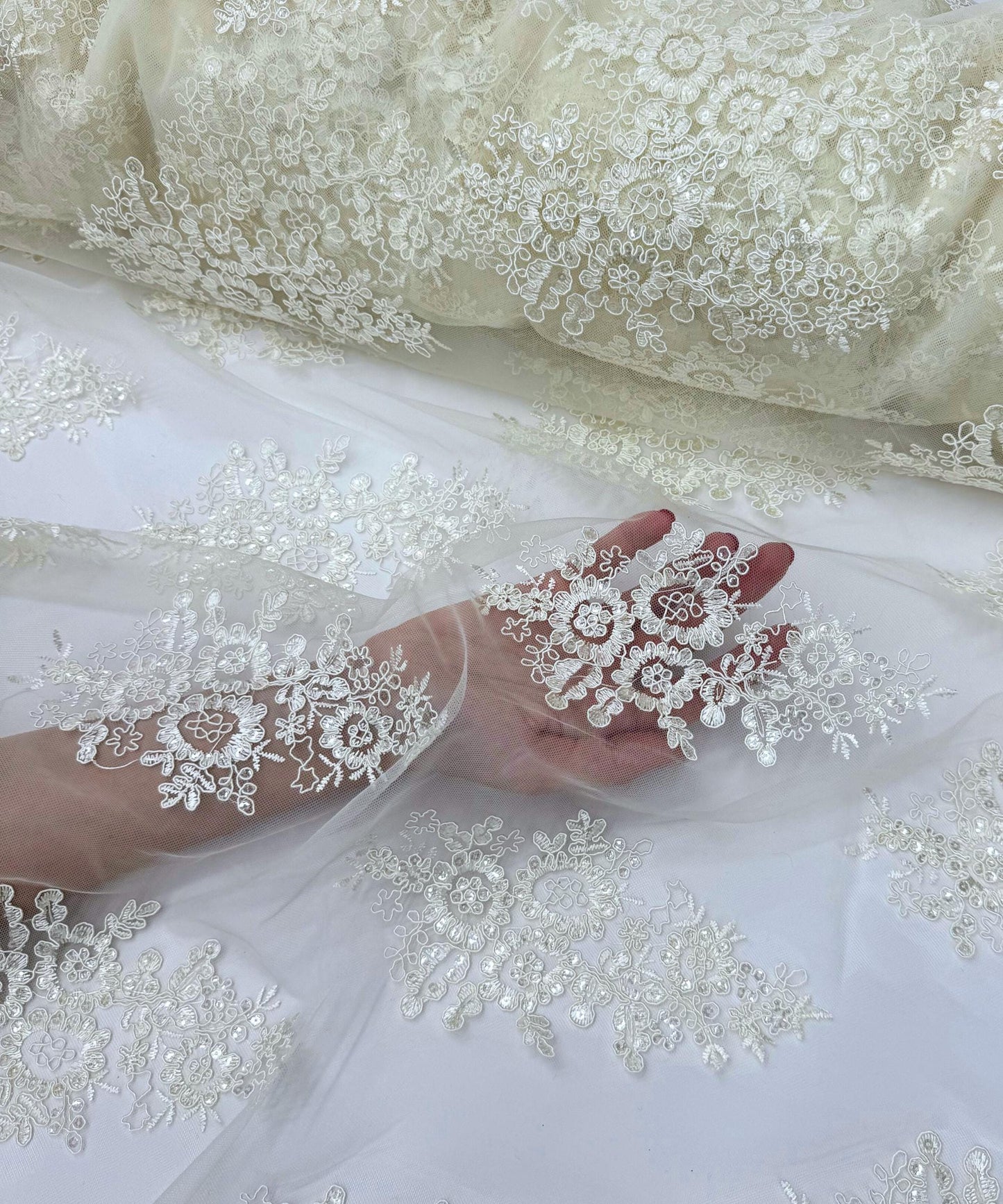 Ivory Embroidered Floral Bridal Lace