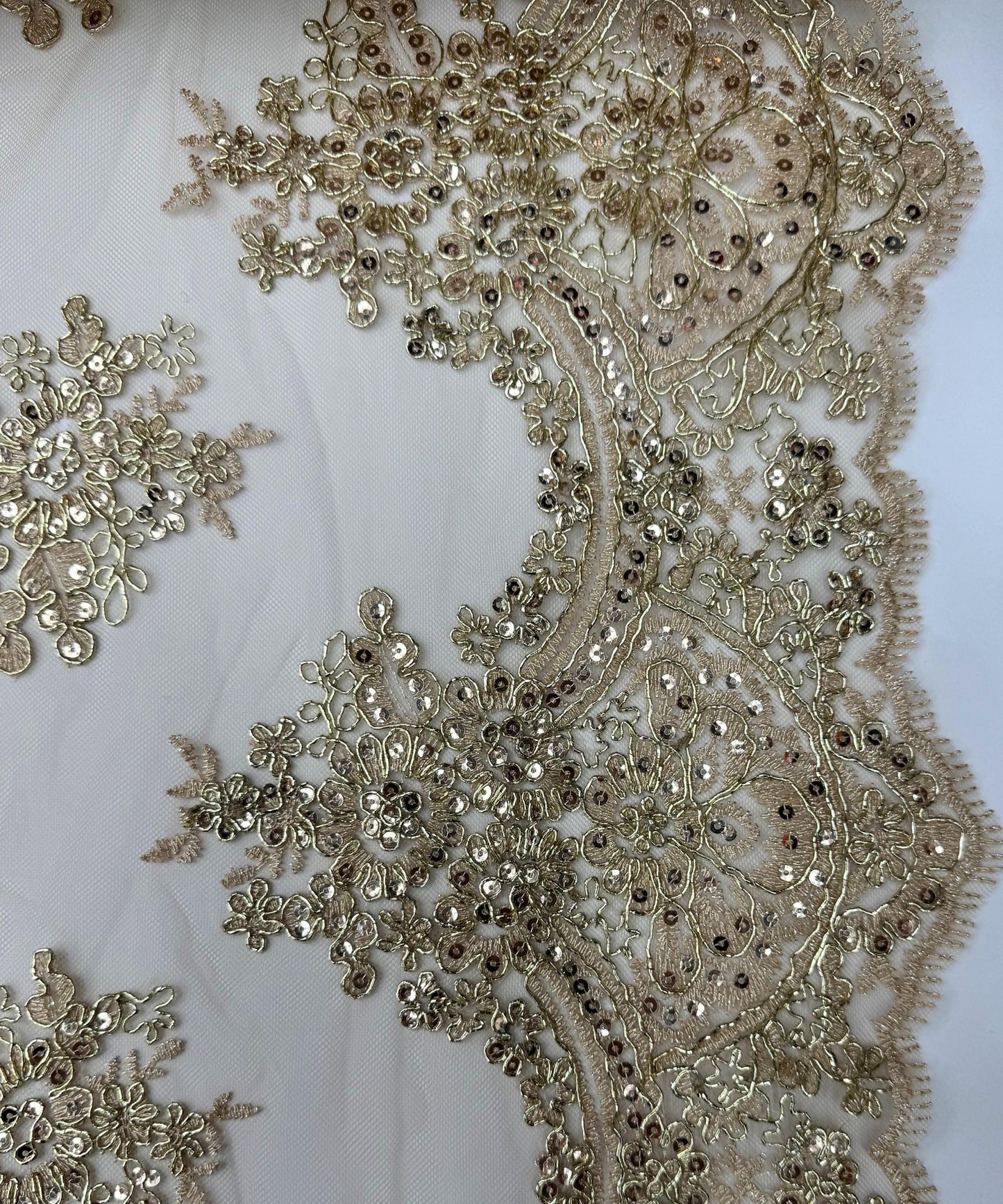 Champagne Embroidered Floral Bridal Lace