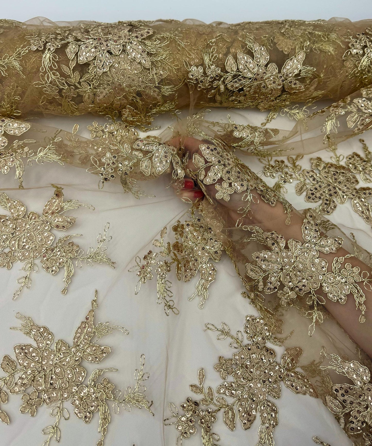Champagne Embroidered Floral Bridal Lace
