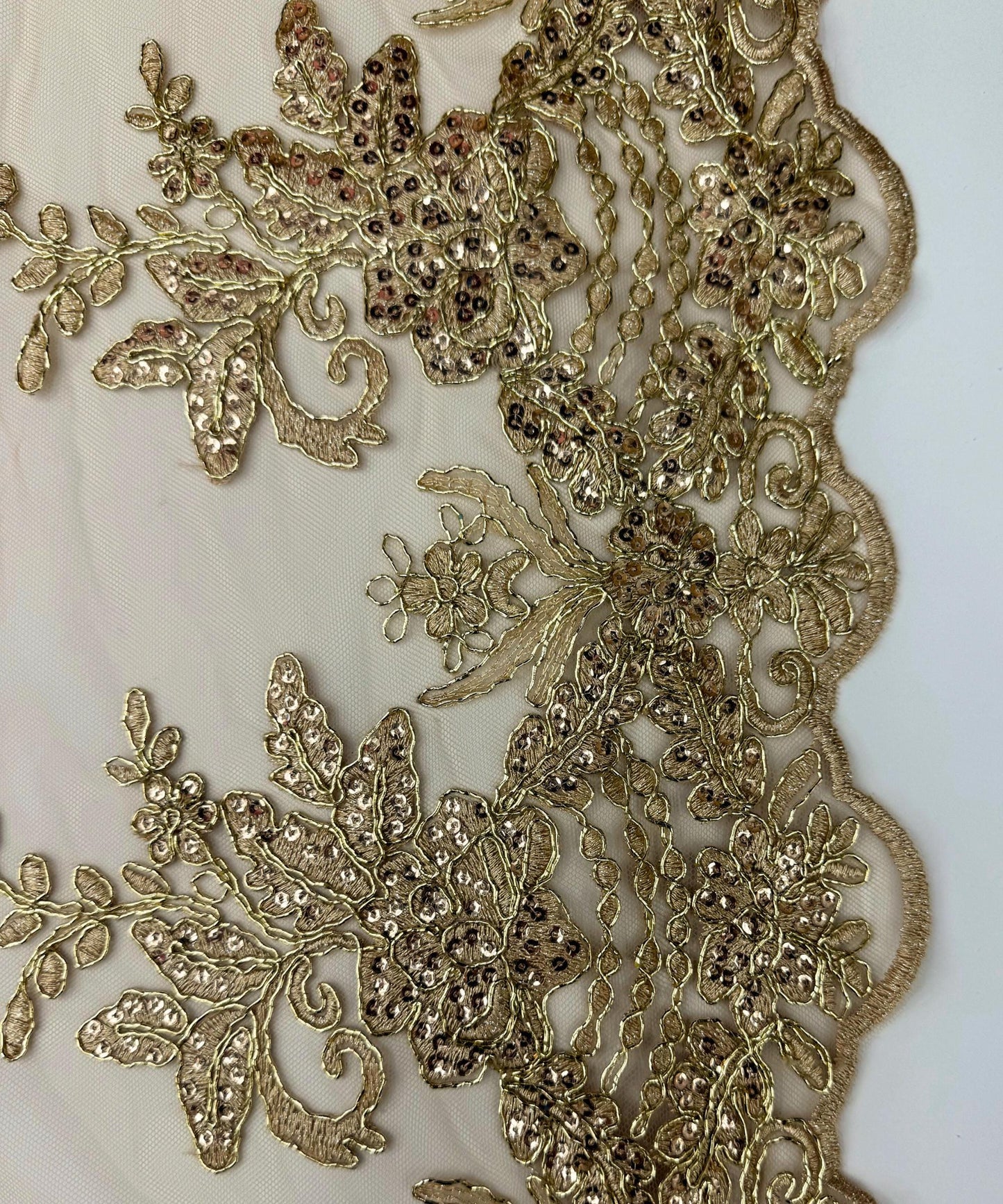 Champagne Embroidered Floral Bridal Lace