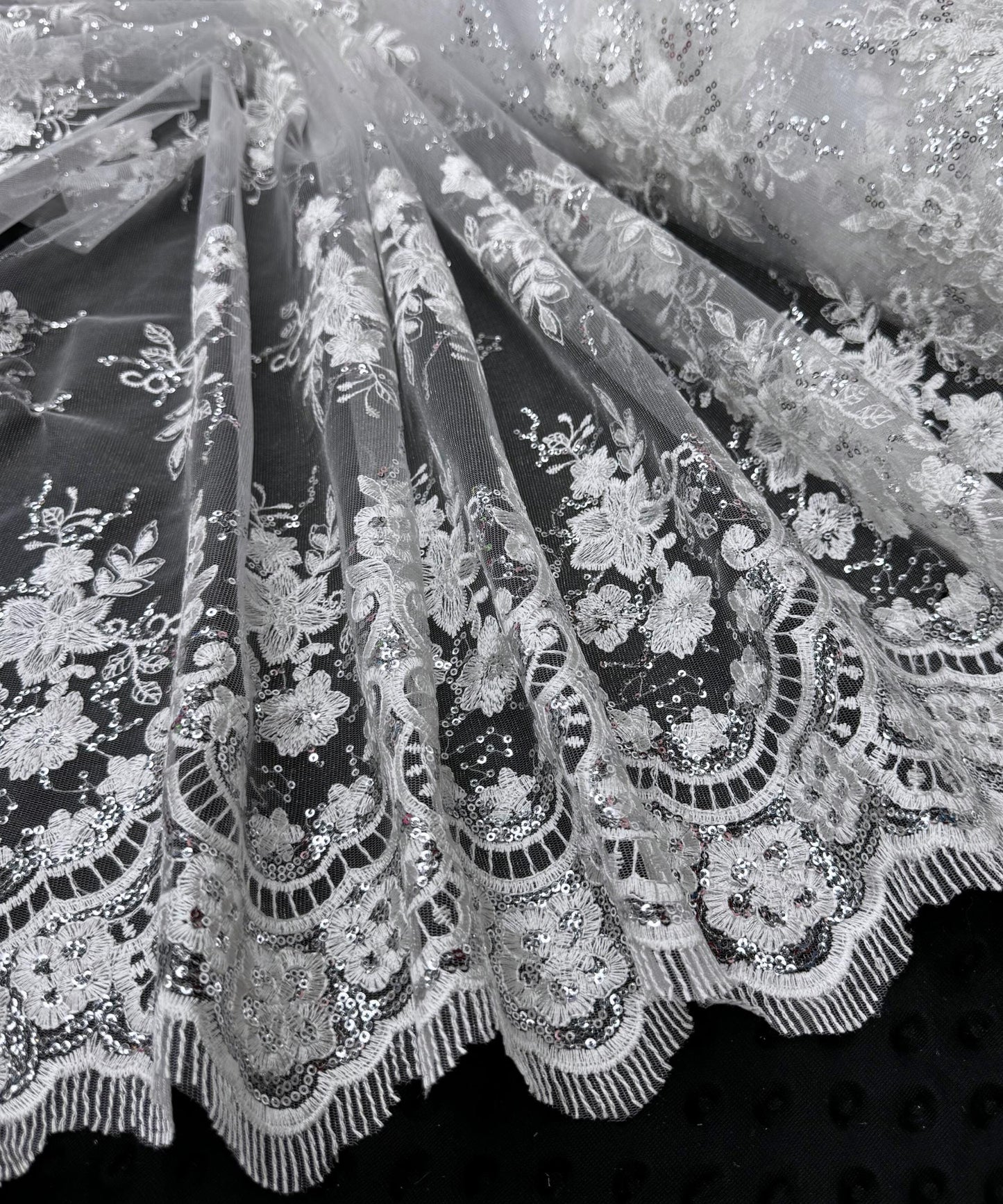 White Embroidered Floral Bridal Lace