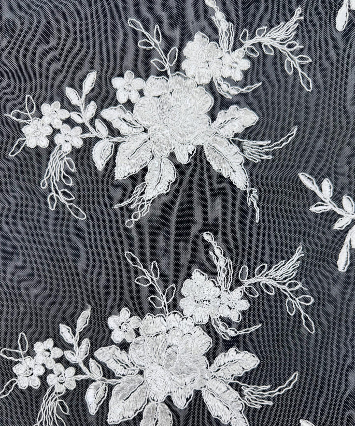 White Embroidered Floral Bridal Lace