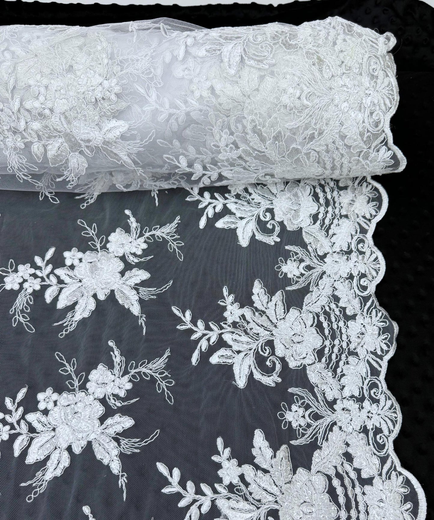 White Embroidered Floral Bridal Lace