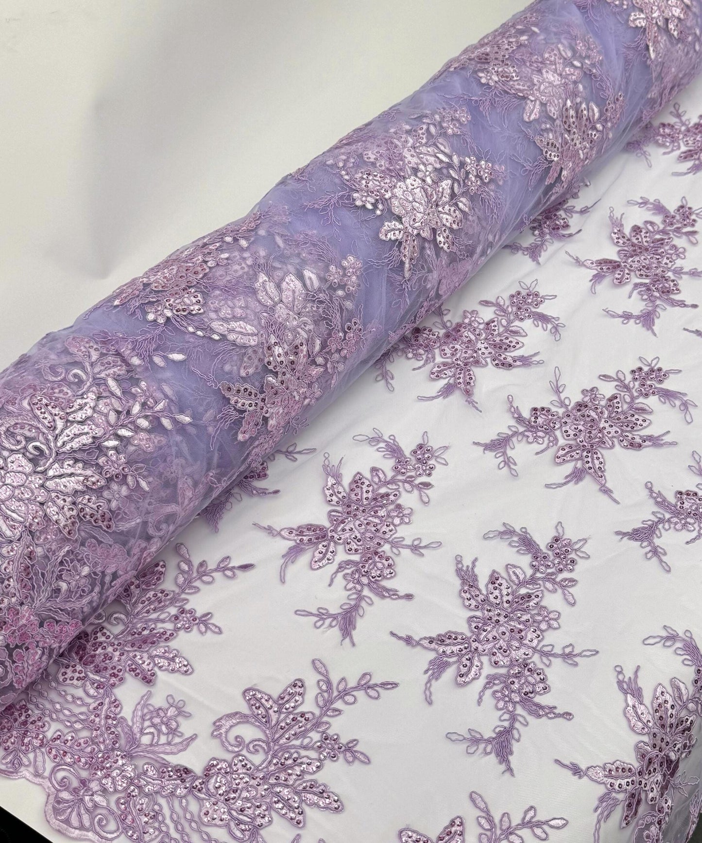Lilac Embroidered Floral Bridal Lace
