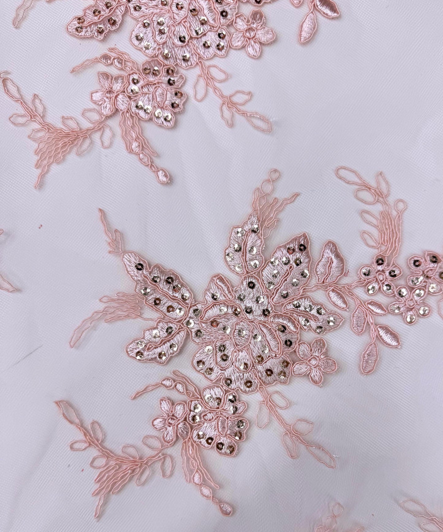Blush Pink Embroidered Bridal Lace