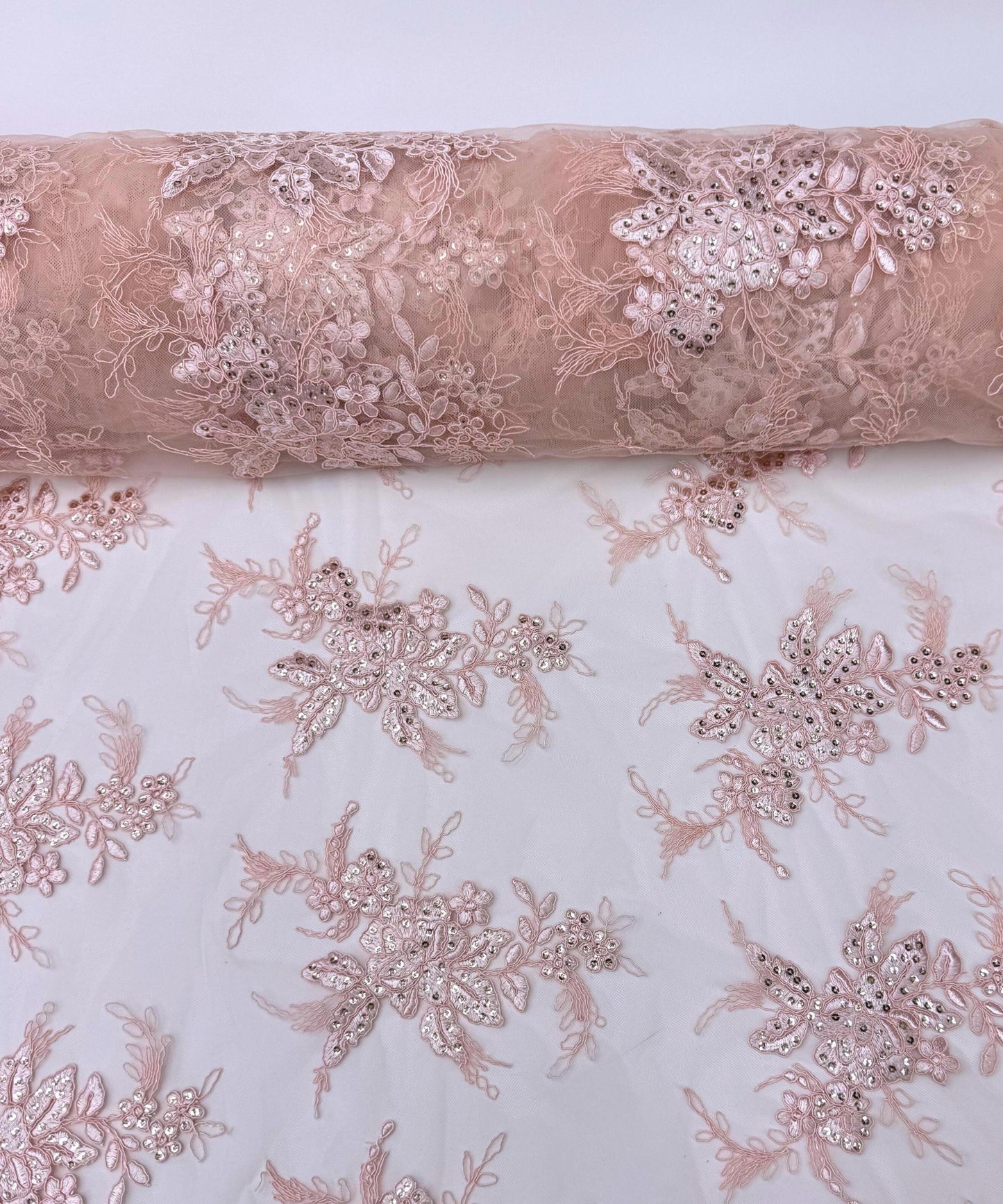 Blush Pink Embroidered Bridal Lace