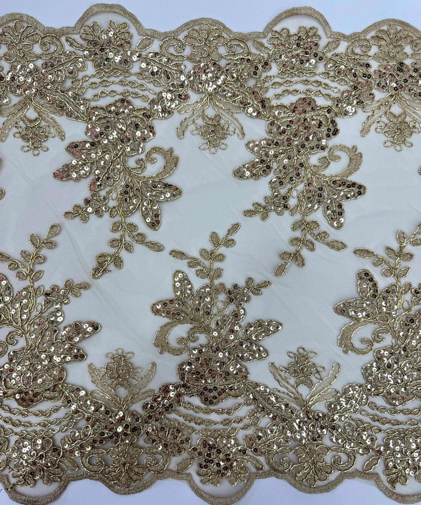 Champagne Sequin Lace Fabric for Table Runner
