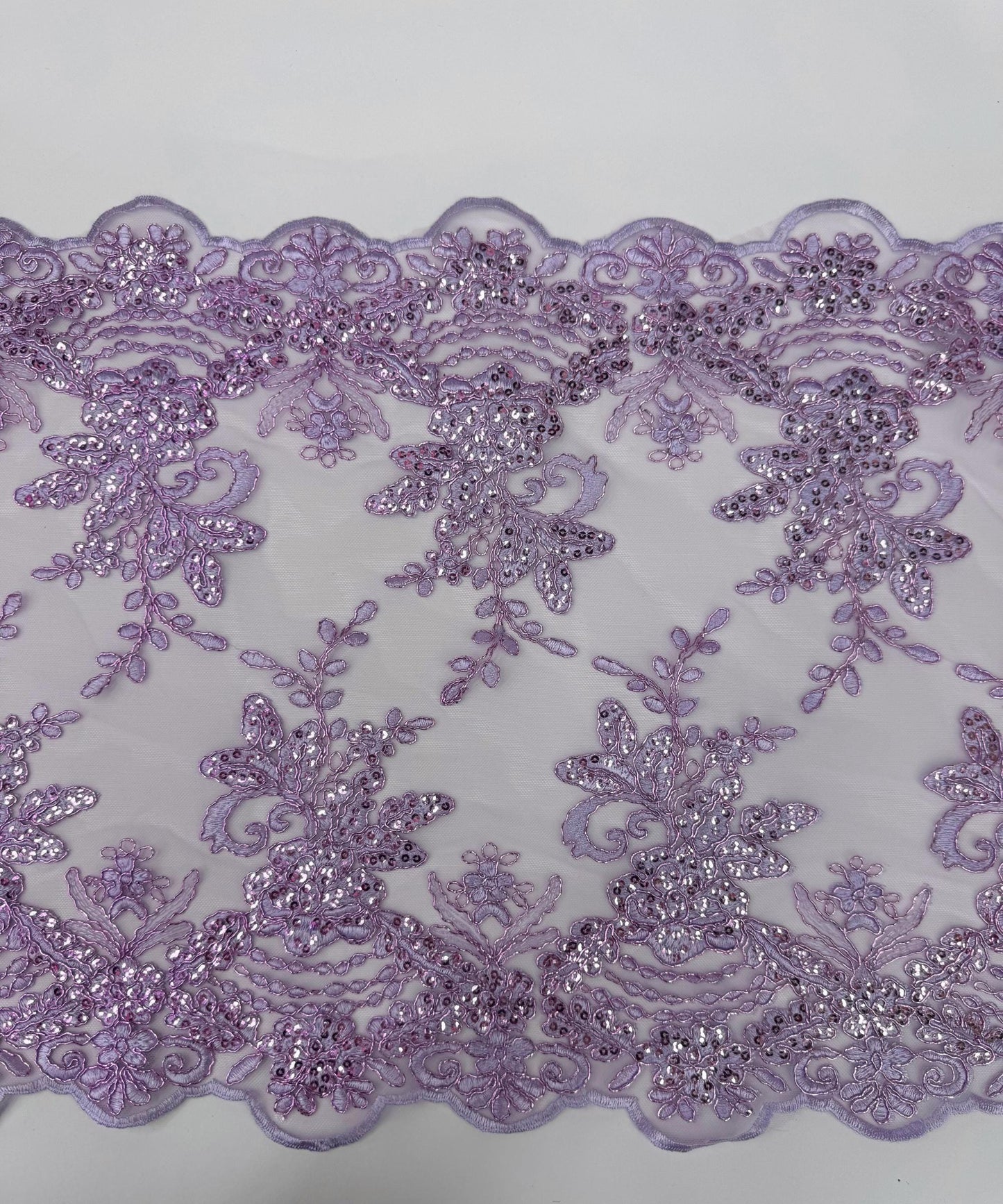 Lilac Sequin Lace Fabric for Table Runner