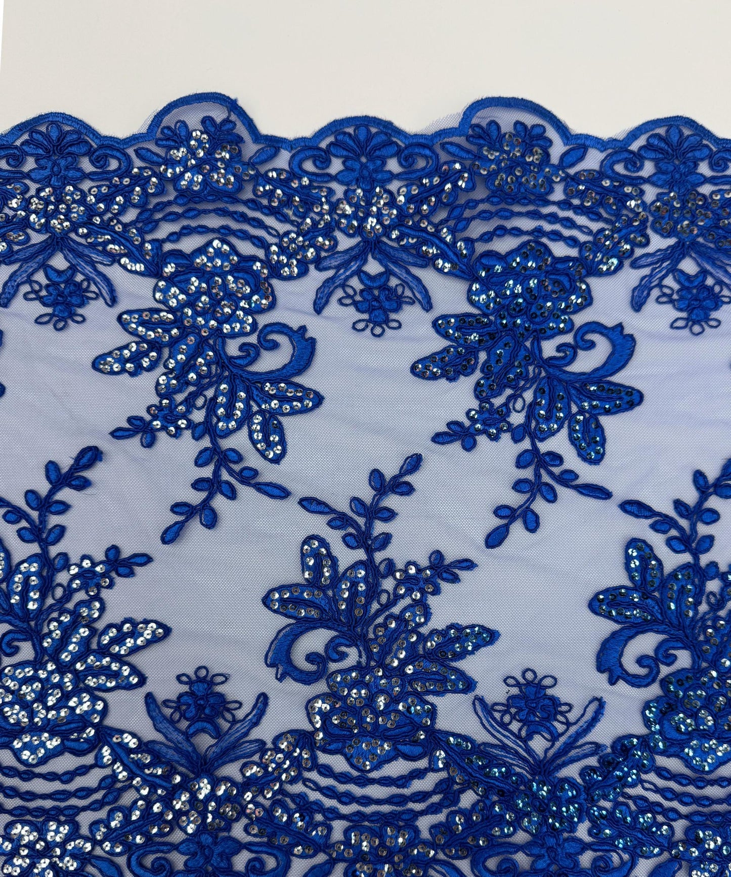 Royal Blue Sequin Lace Fabric for Table Runner