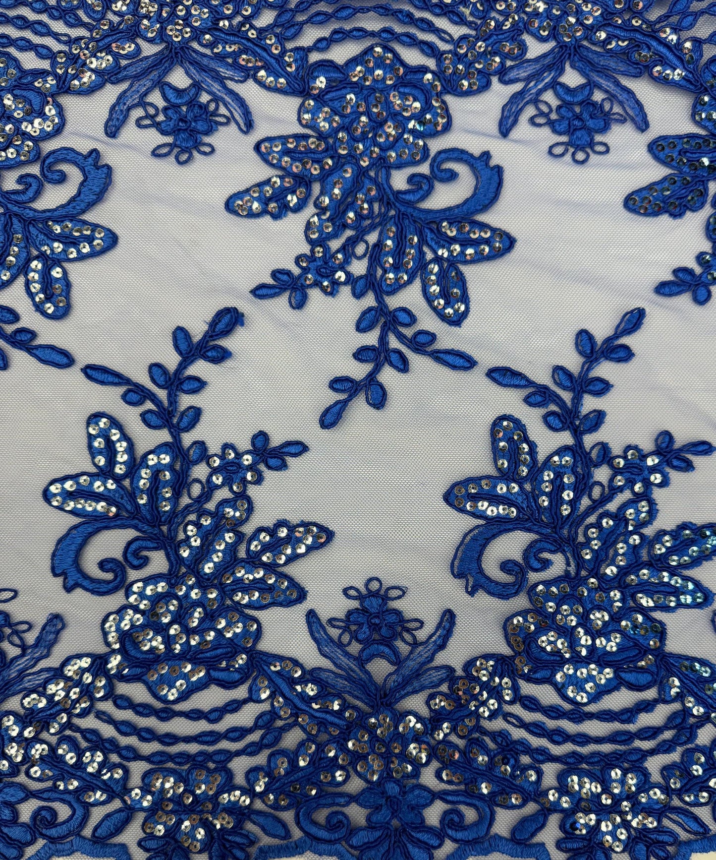 Royal Blue Sequin Lace Fabric for Table Runner