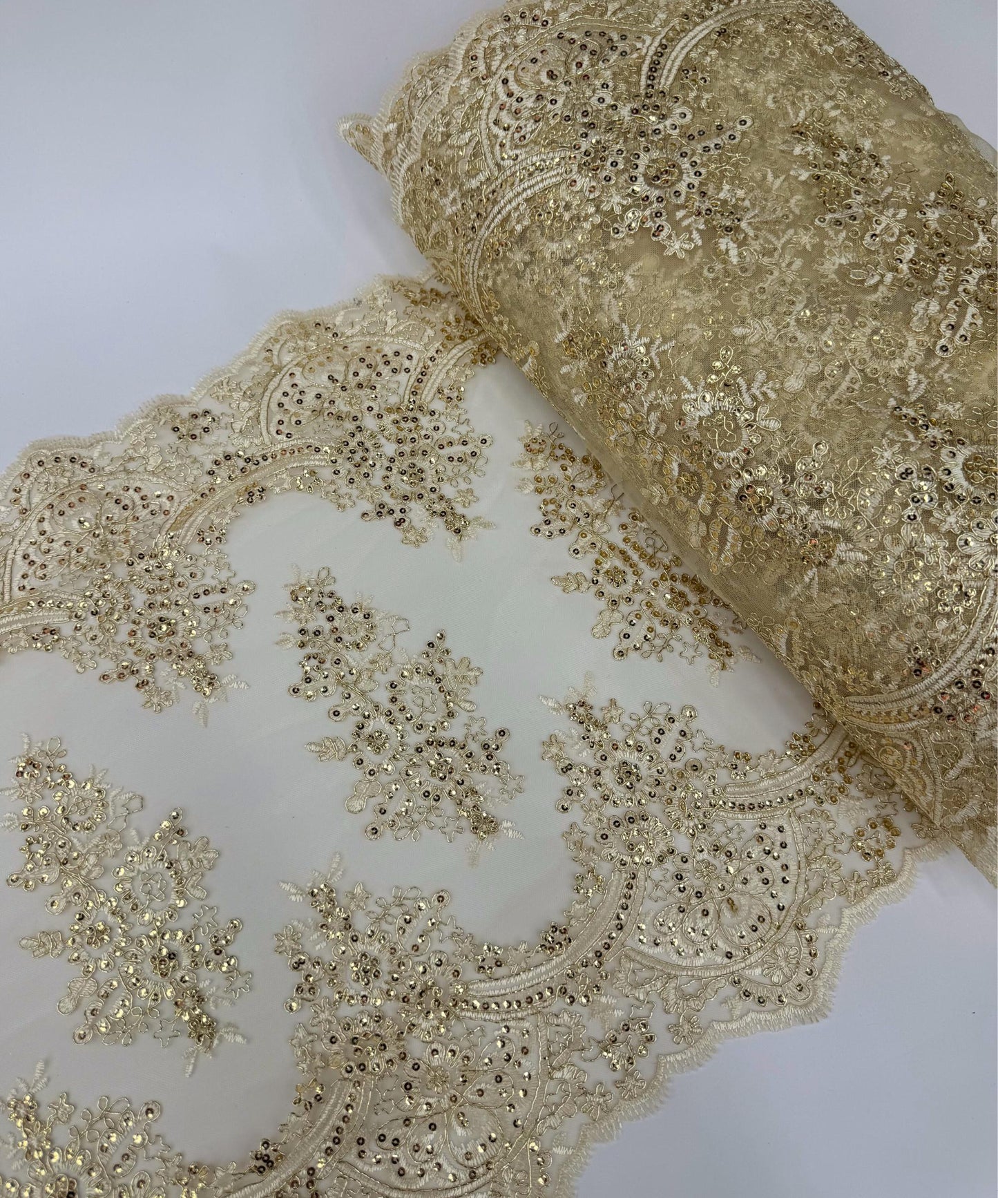 Champagne Sequin Lace Fabric for Table Runner
