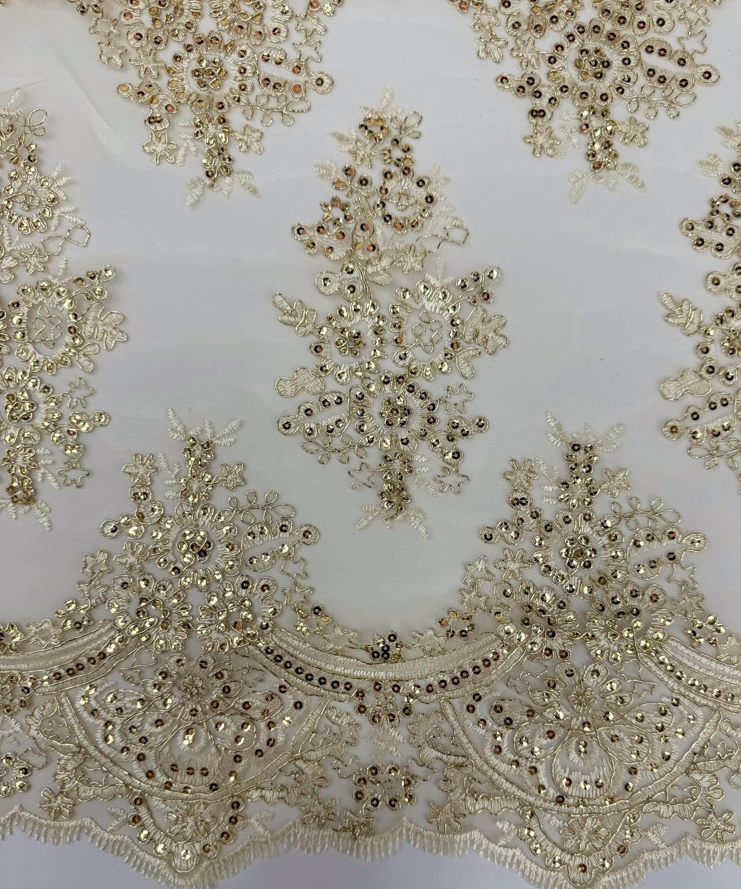 Champagne Sequin Lace Fabric for Table Runner