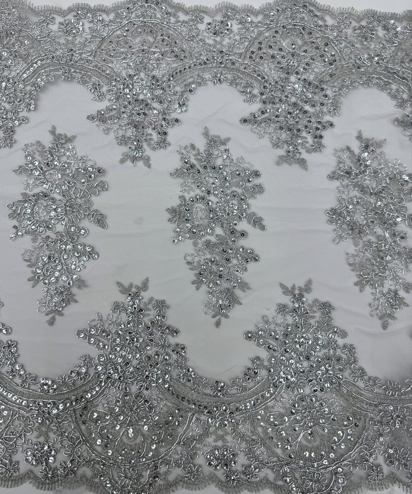 Silver Sequin Lace Fabric for Table Runner