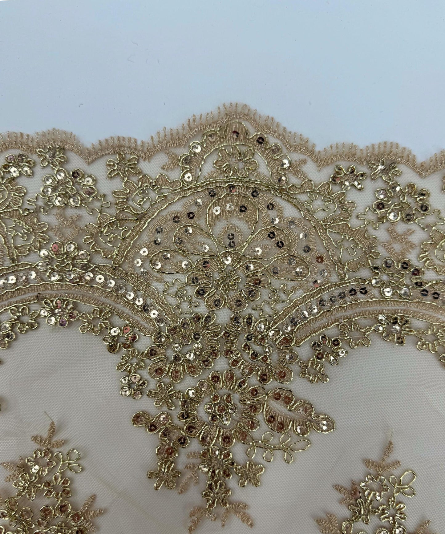 Gold Sequin Lace Fabric for Table Runner