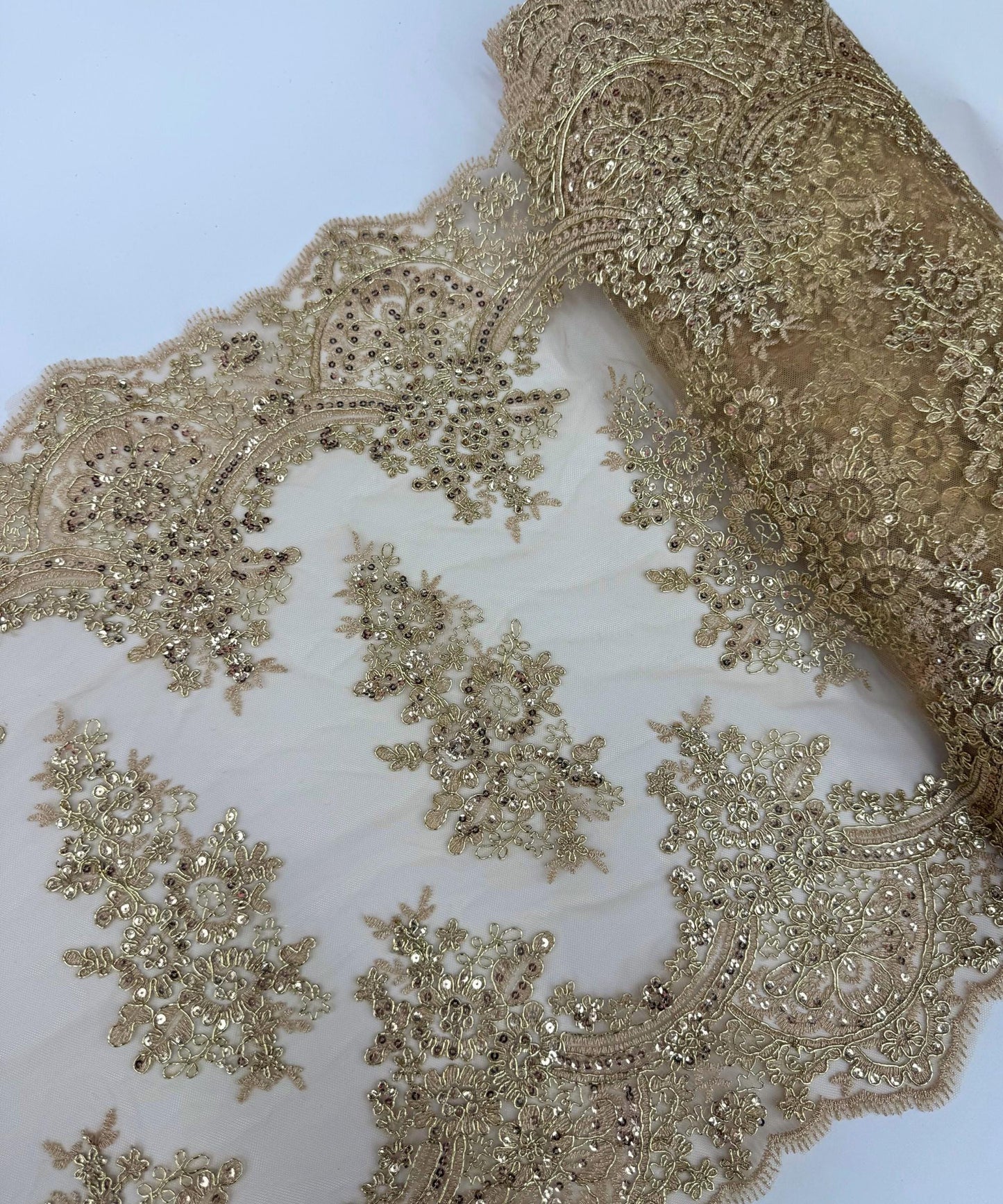 Gold Sequin Lace Fabric for Table Runner