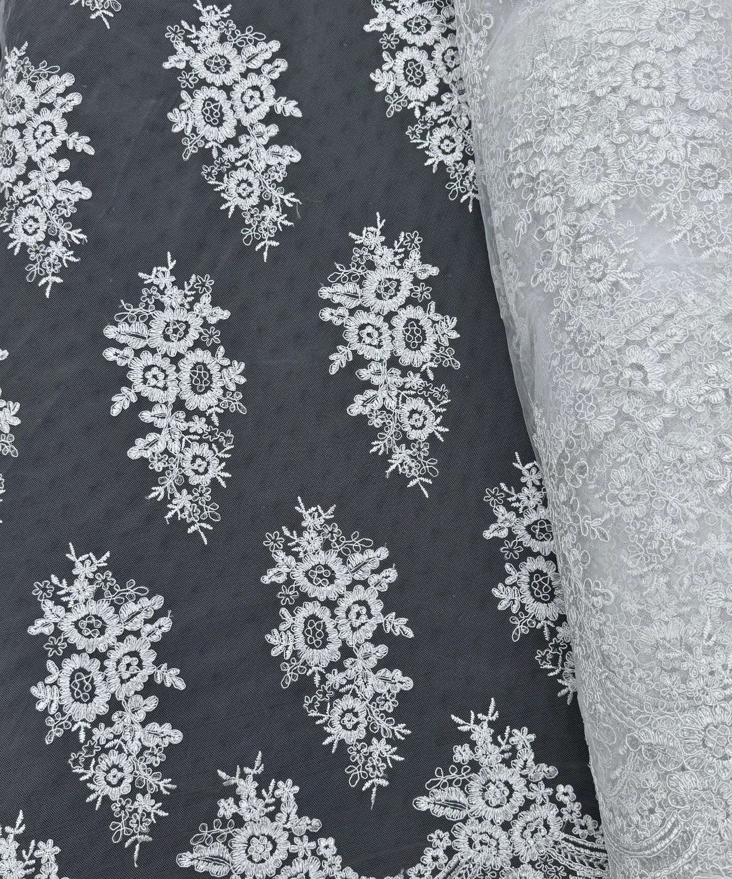 White Embroidered Floral Bridal Lace