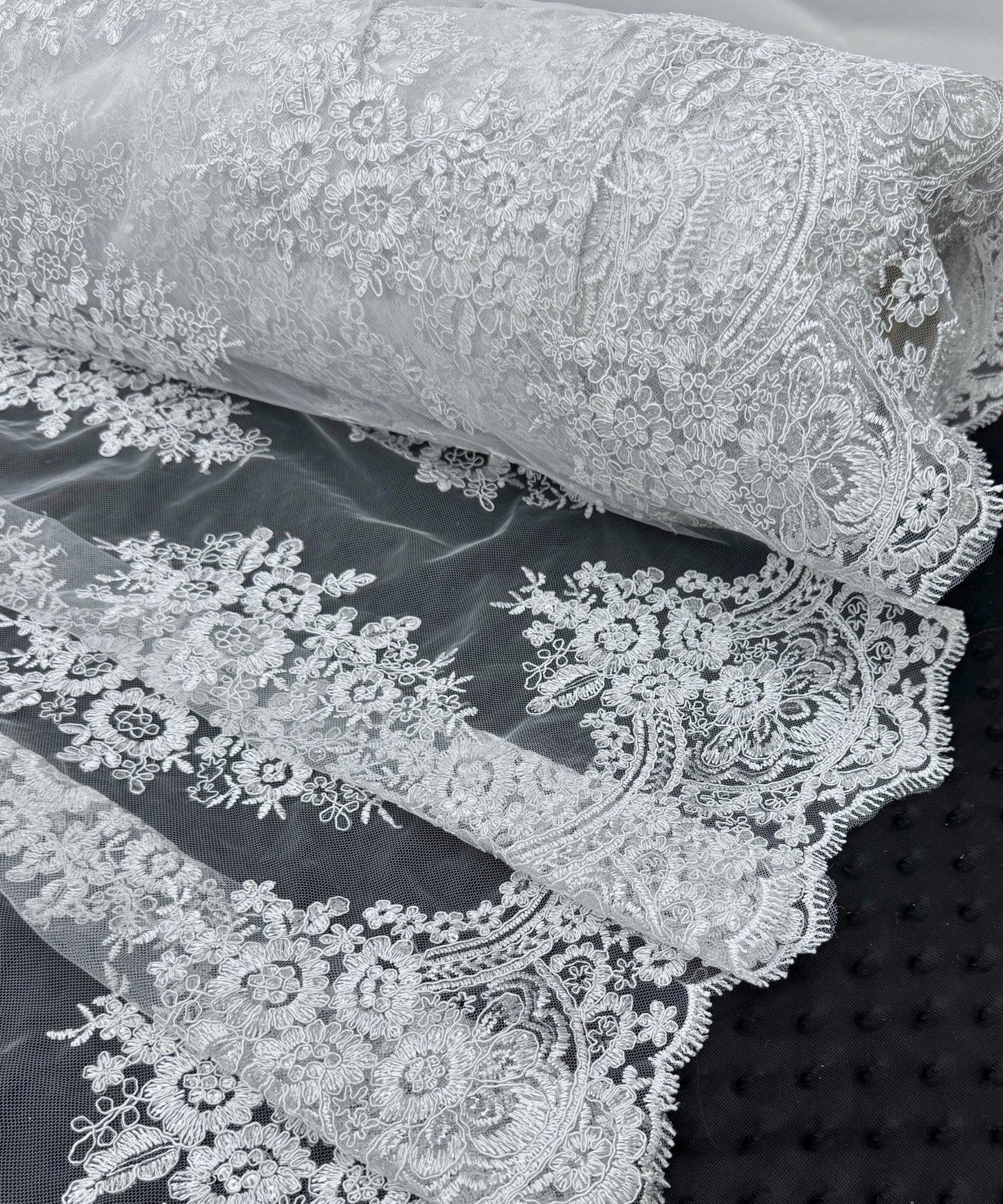 White Embroidered Floral Bridal Lace