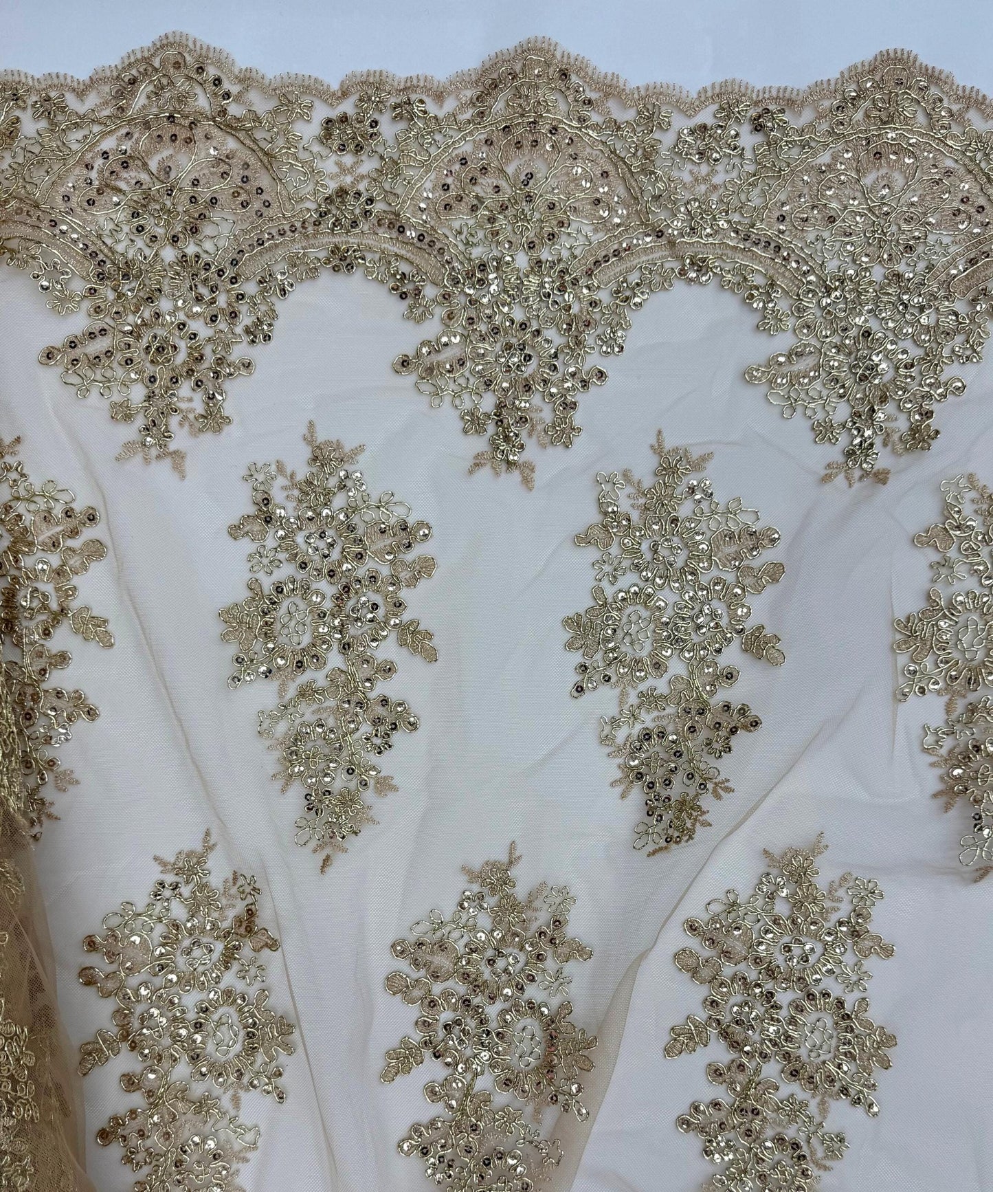 Champagne Embroidered Floral Bridal Lace