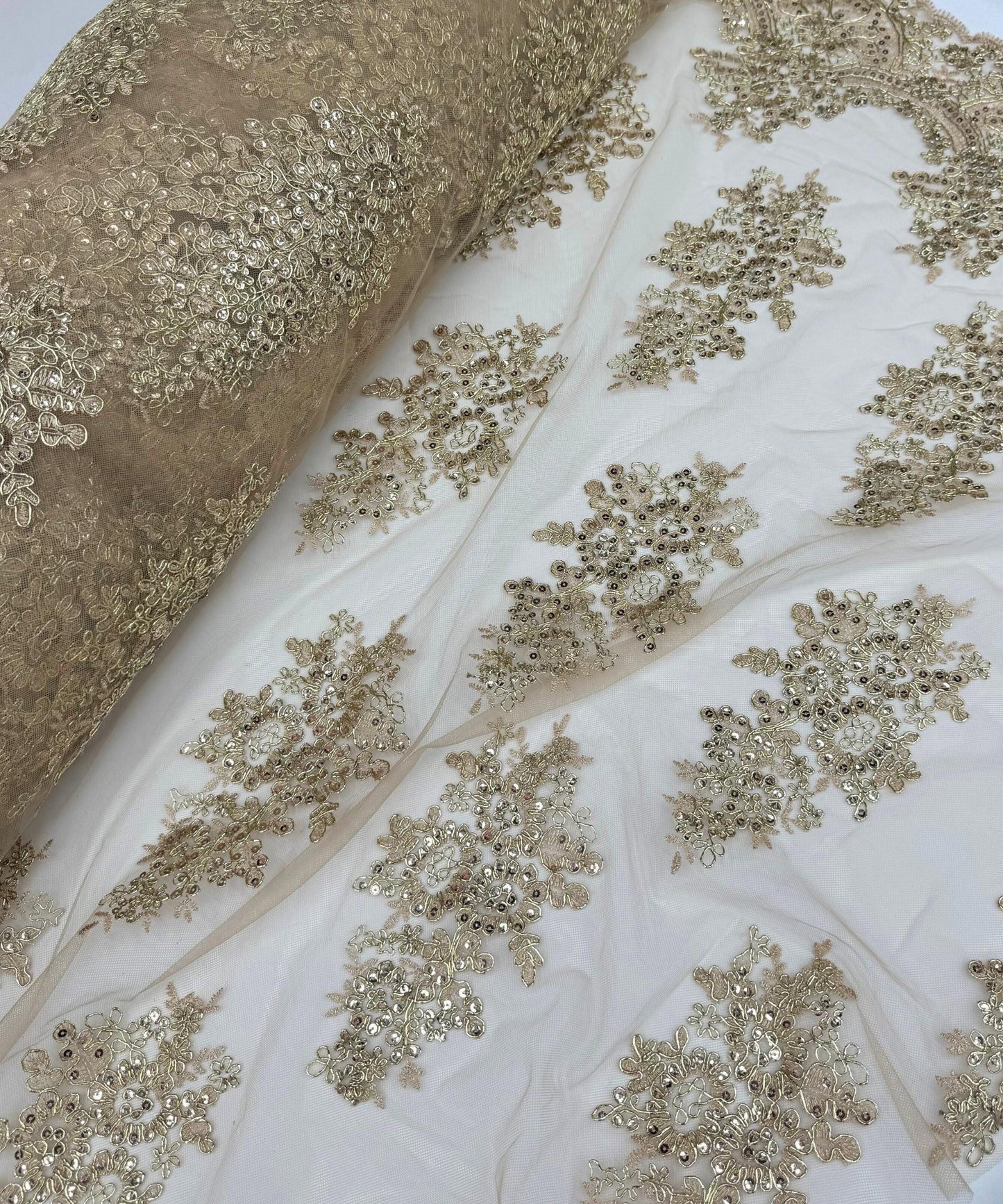 Champagne Embroidered Floral Bridal Lace