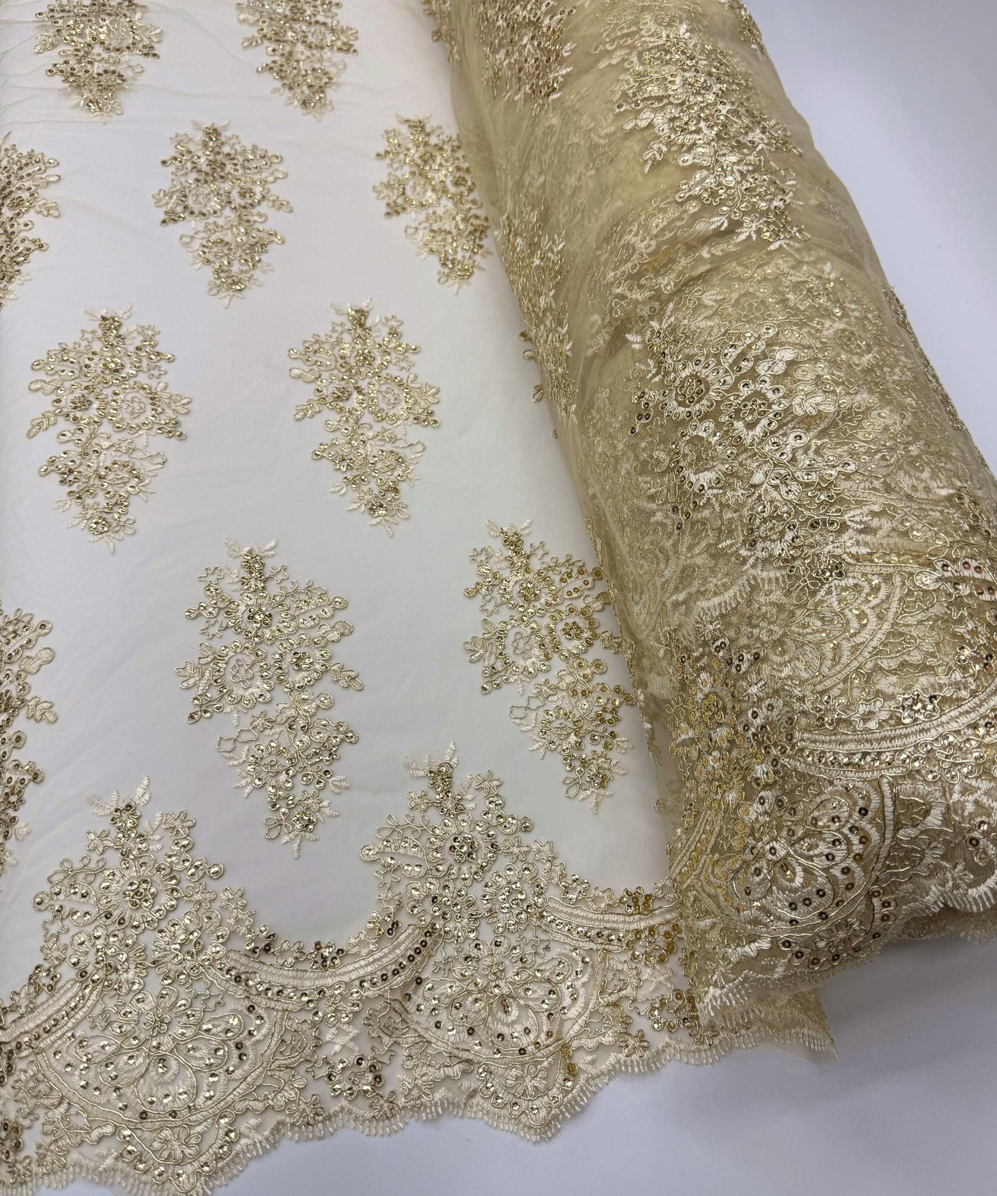 Gold Embroidered Floral Bridal Lace