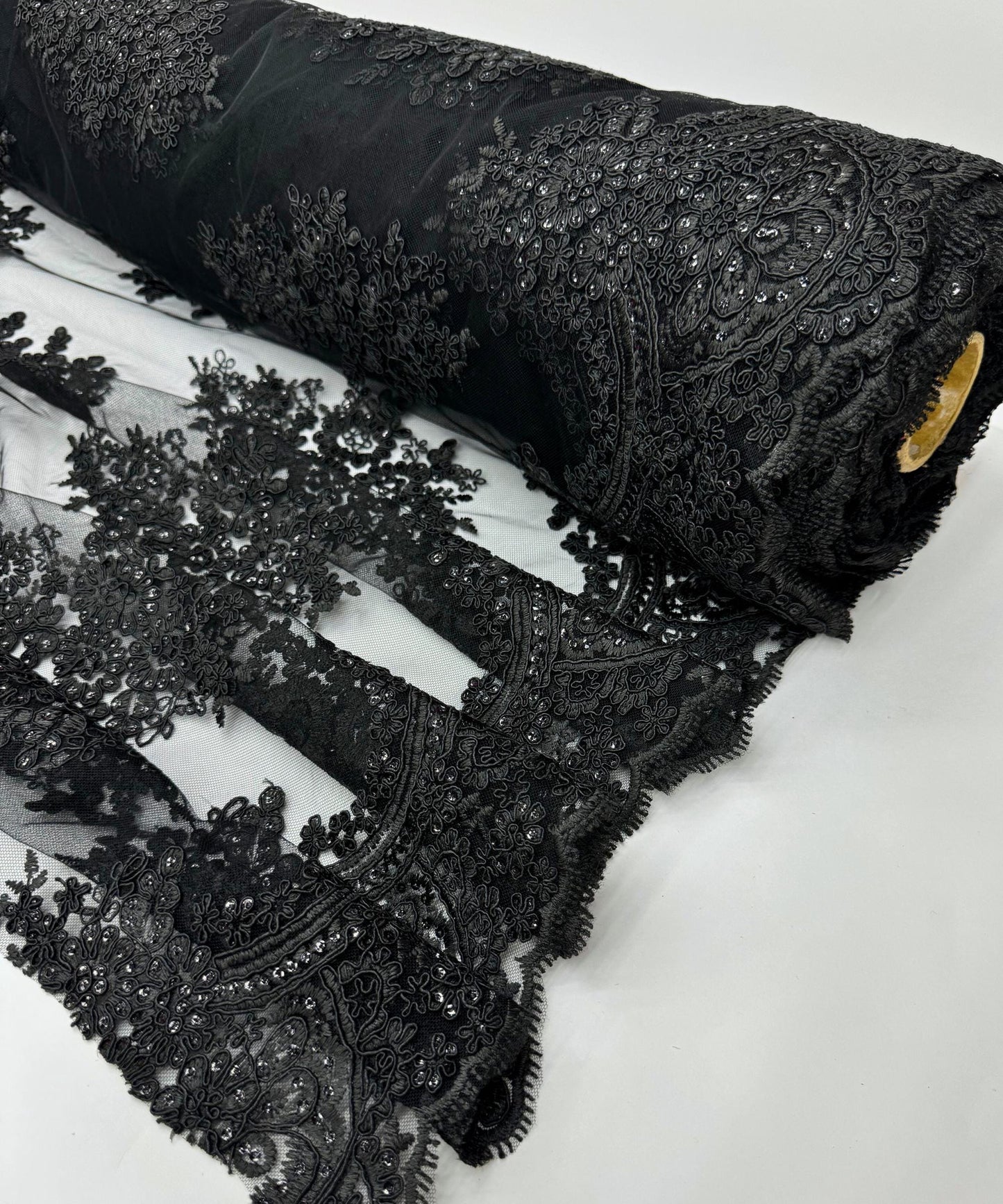 Black Embroidered Floral Bridal Lace