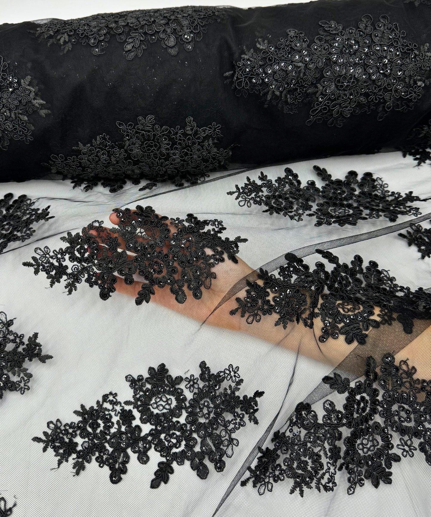 Black Embroidered Floral Bridal Lace