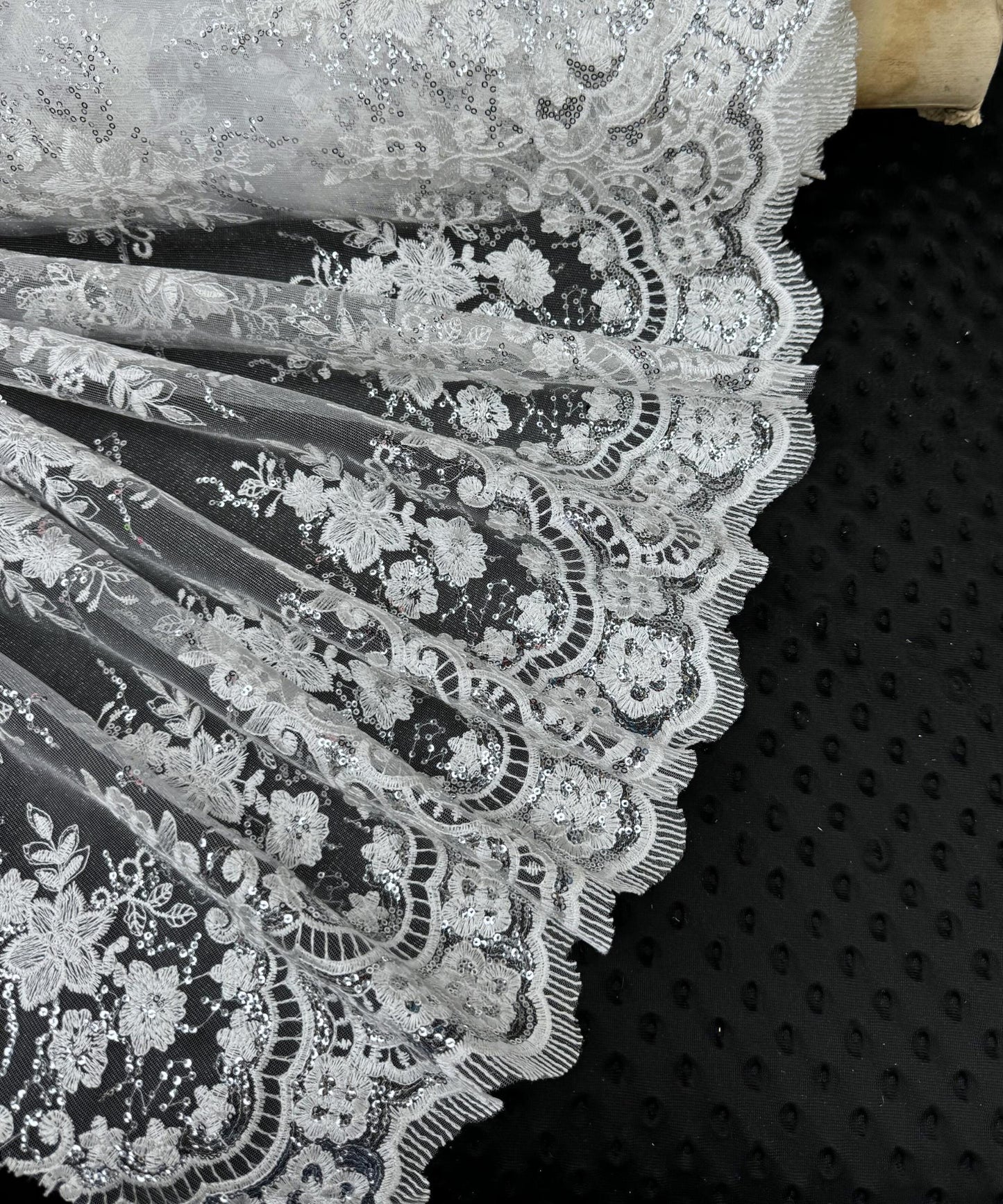 White Embroidered Floral Bridal Lace