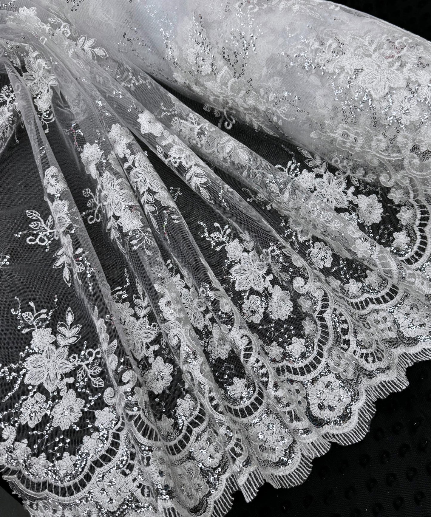 White Embroidered Floral Bridal Lace