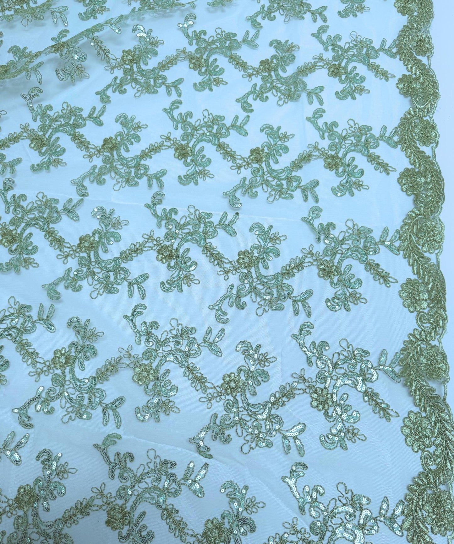 Sage Sequin Lace Fabric