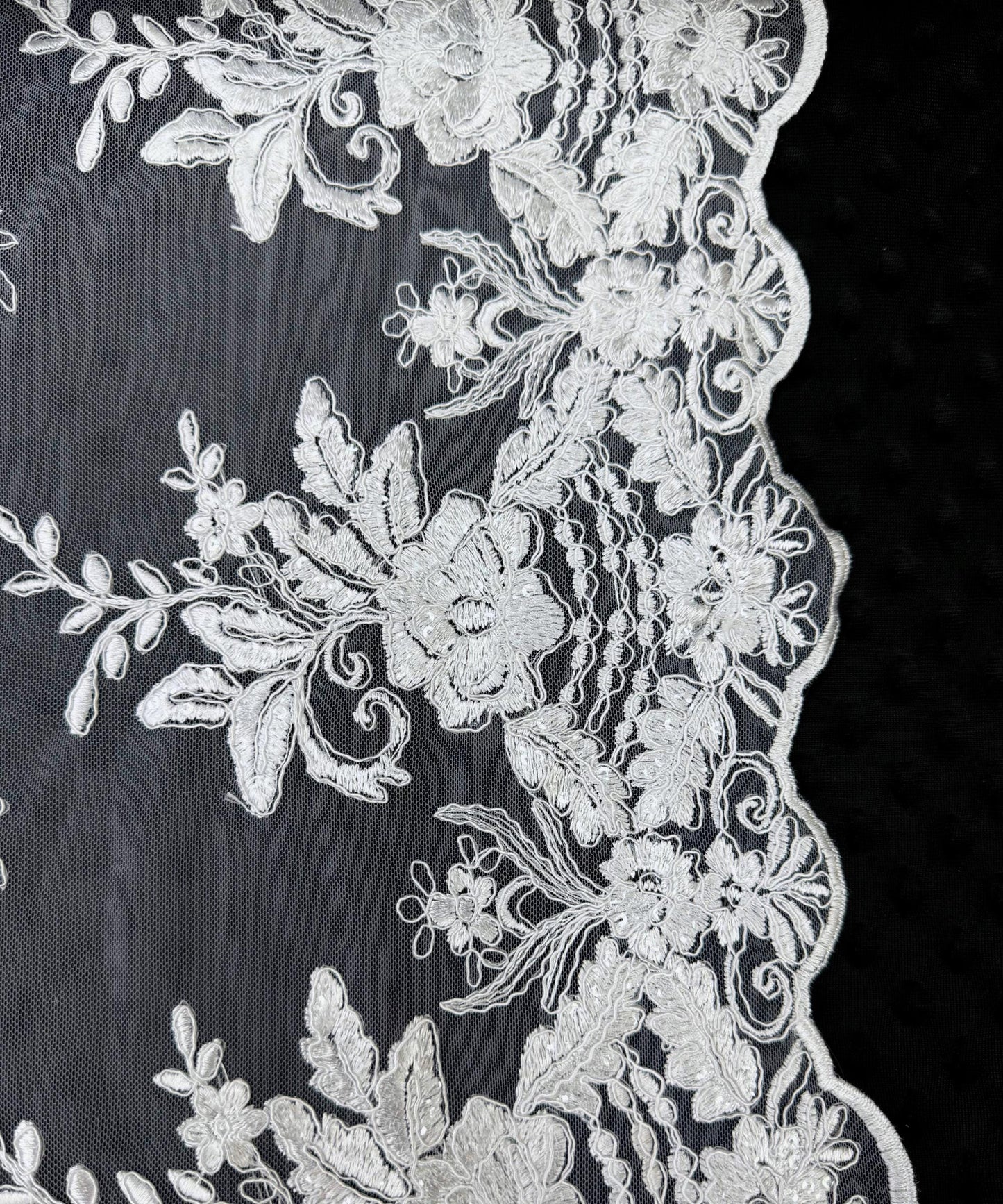 White Embroidered Floral Bridal Lace