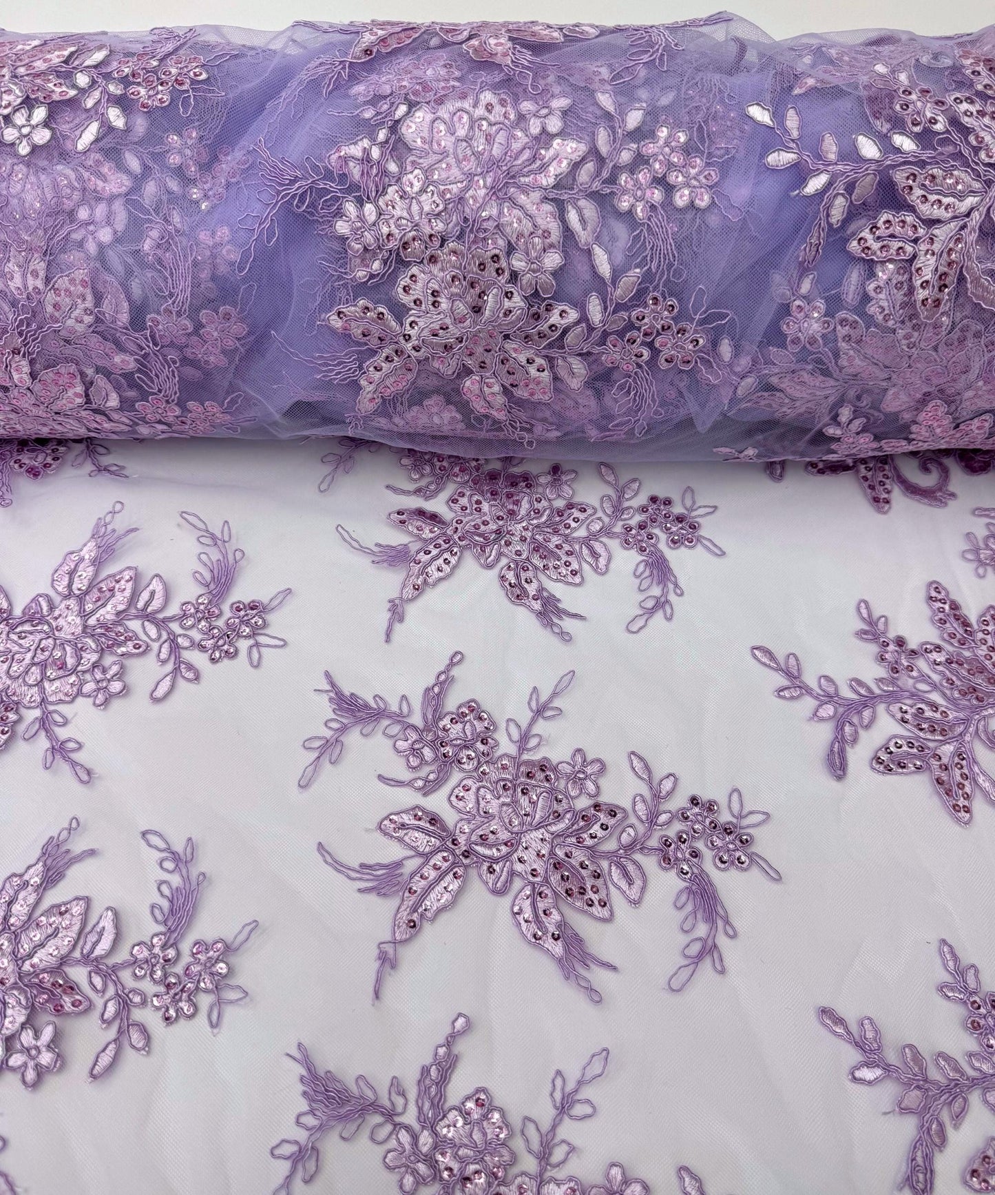 Lilac Embroidered Floral Bridal Lace
