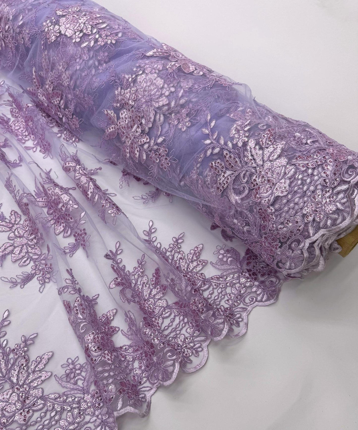 Lilac Embroidered Floral Bridal Lace