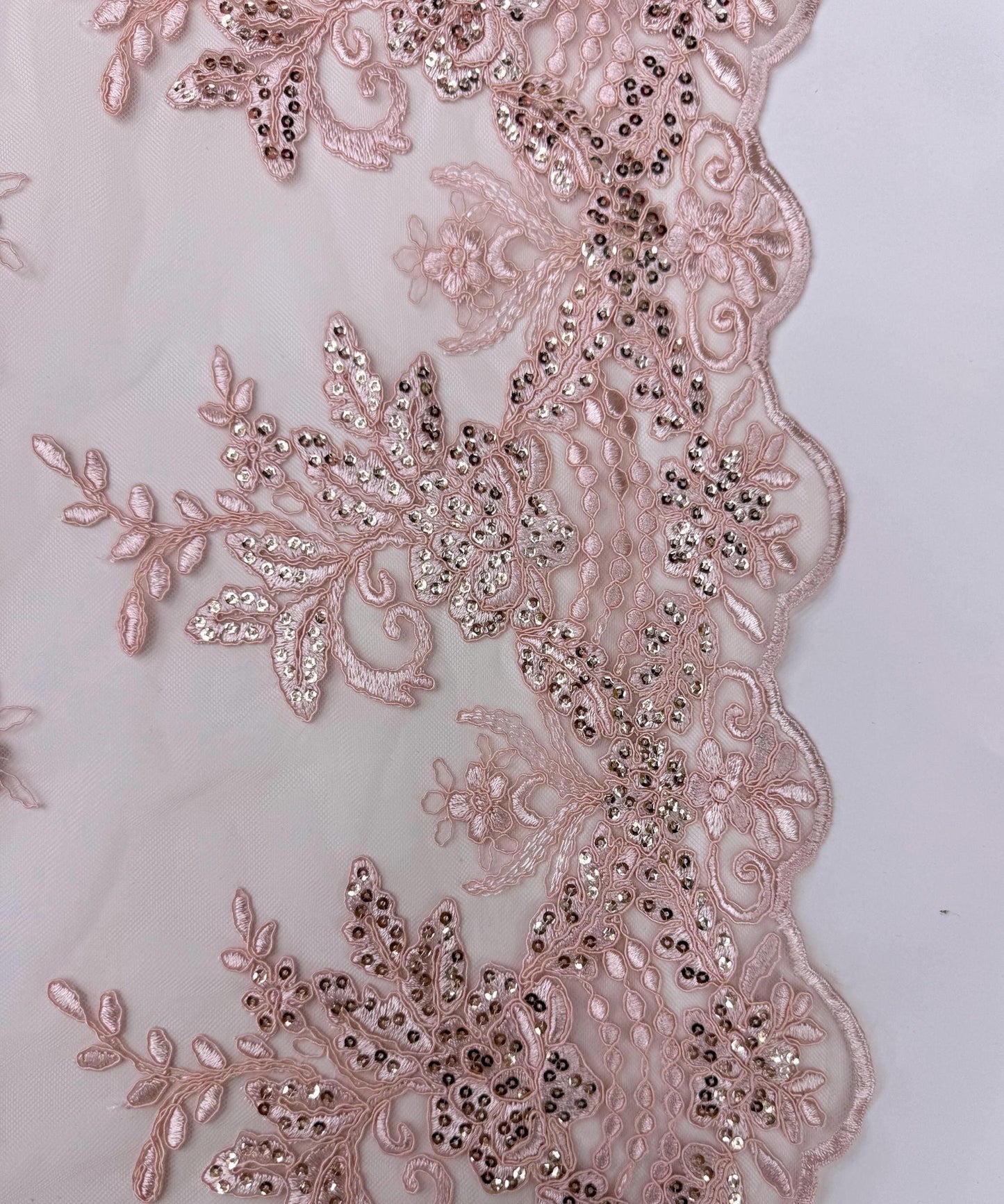 Blush Pink Embroidered Bridal Lace