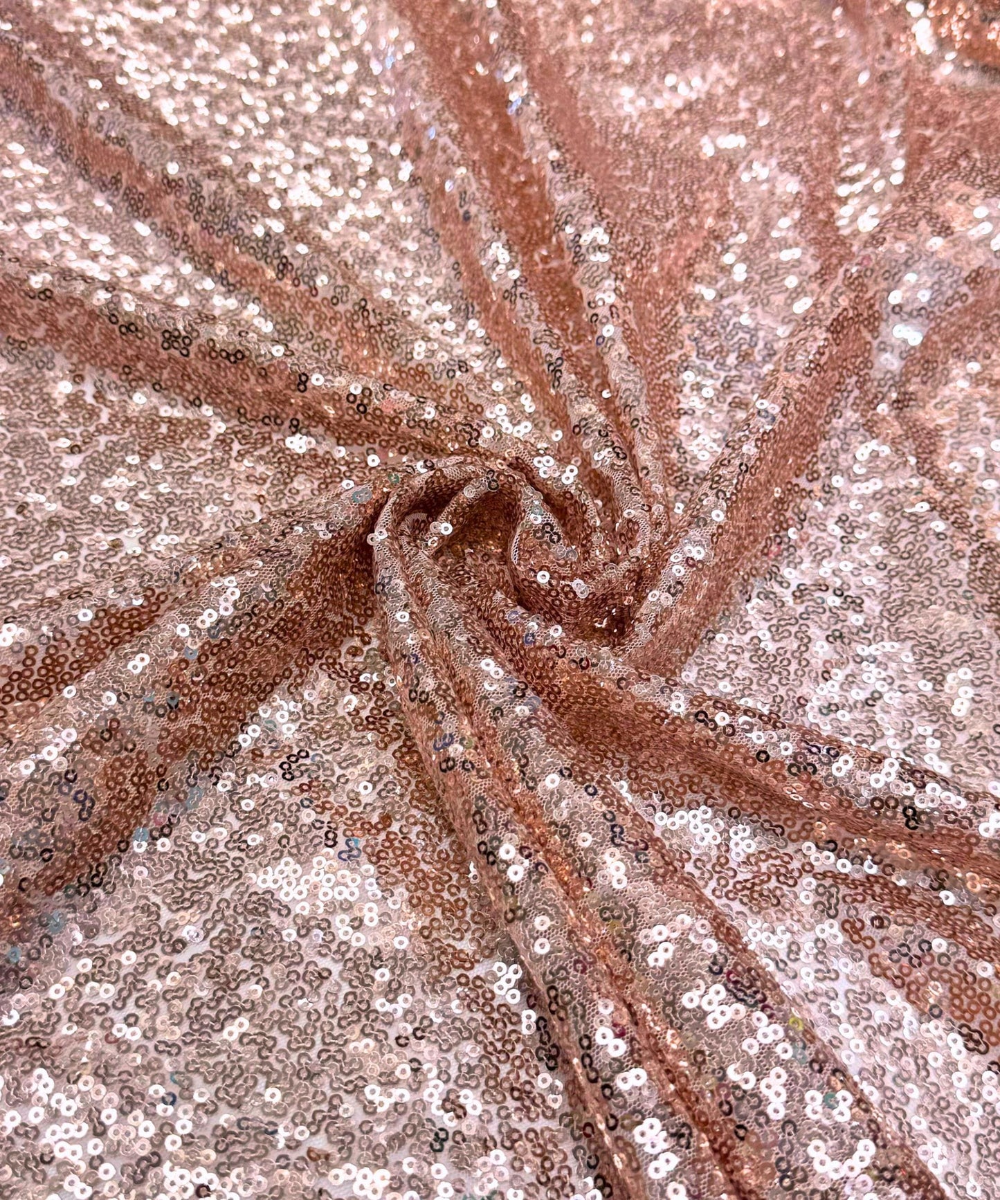Rose Gold Sequin Fabric, Glitz Stretch Rose Gold Sequins on Mesh Fabric for Party Dress Sequin Dress, Tablecloth, Sequin Fabric by the Yard
