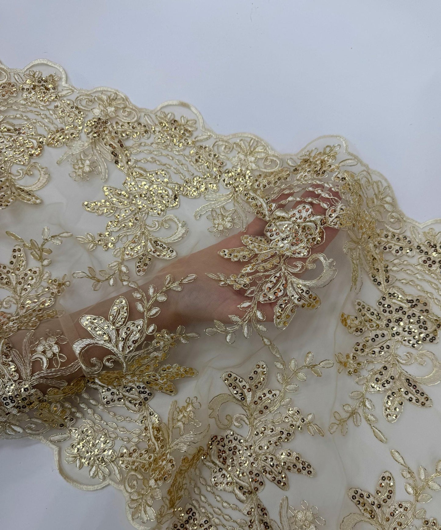 Gold Sequin Lace Fabric for Table Runner