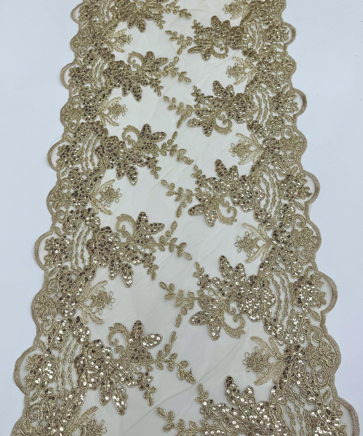 Champagne Sequin Lace Fabric for Table Runner